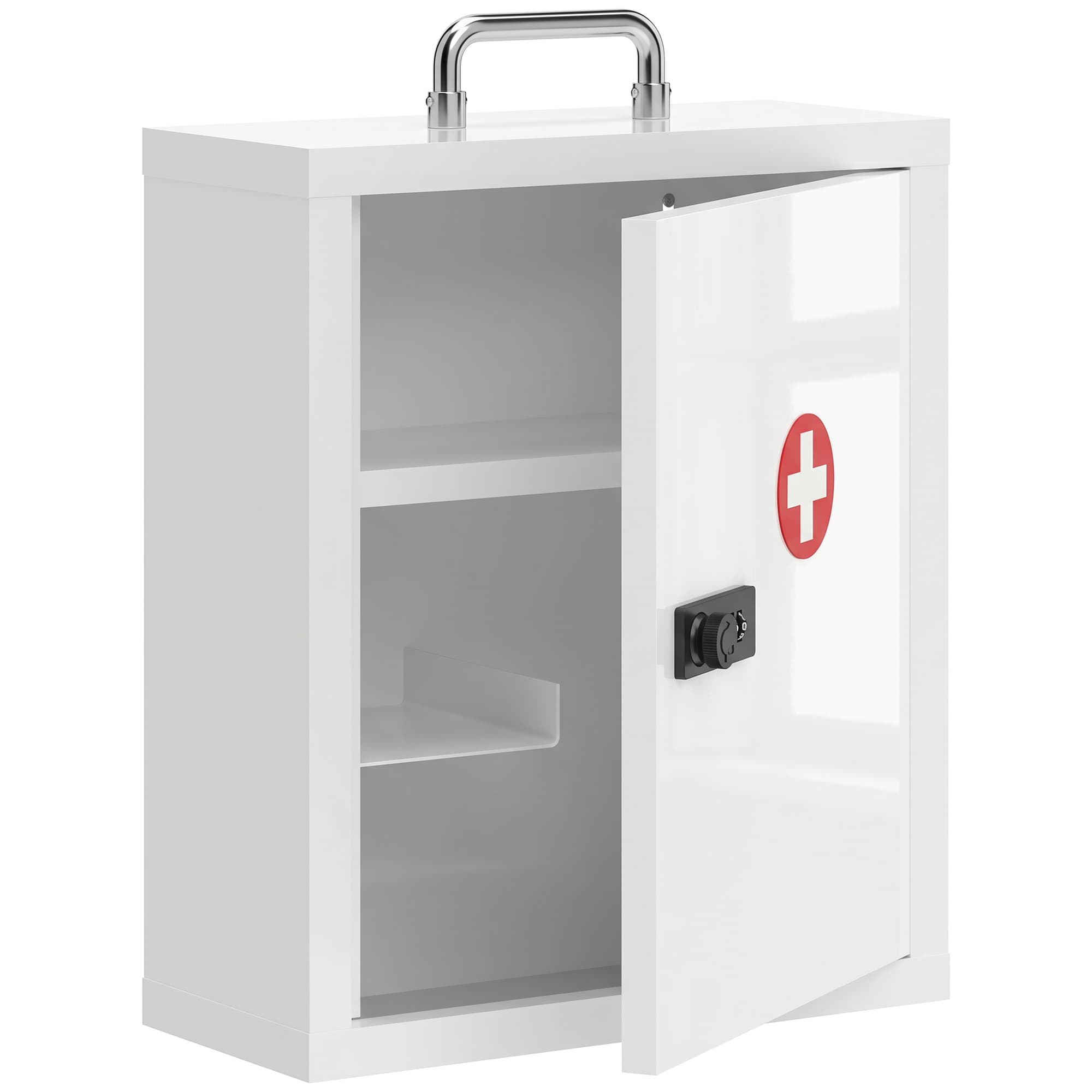 HOMCOM Armoire à médicaments murale avec serrure à combinaison, 3 niveaux, armoire de premiers secours verrouillable en acier, Blanc