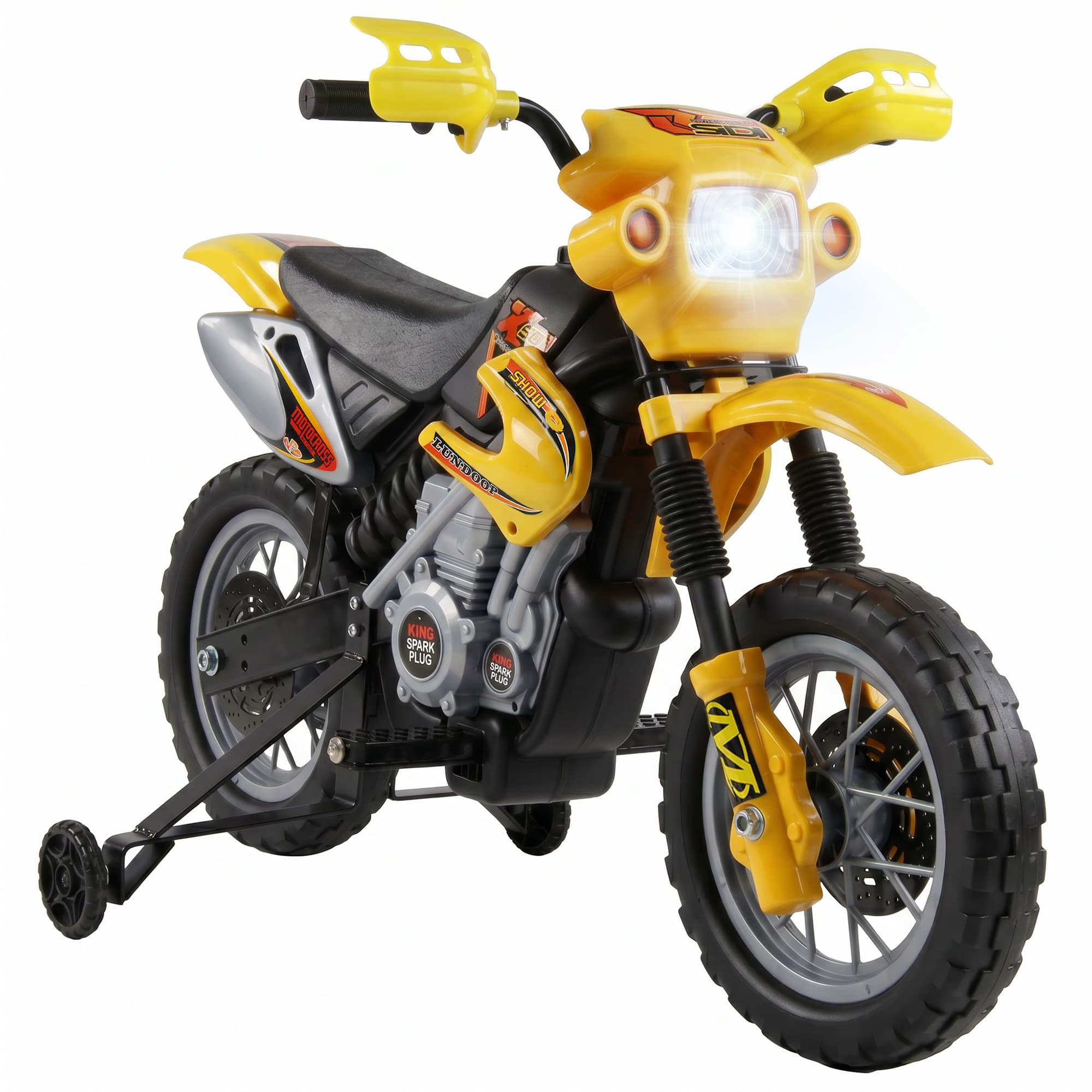 HOMCOM Moto Cross électrique enfant 3 à 6 ans 6 V phares klaxon musiques 102 x 53 x 66 cm jaune et noir