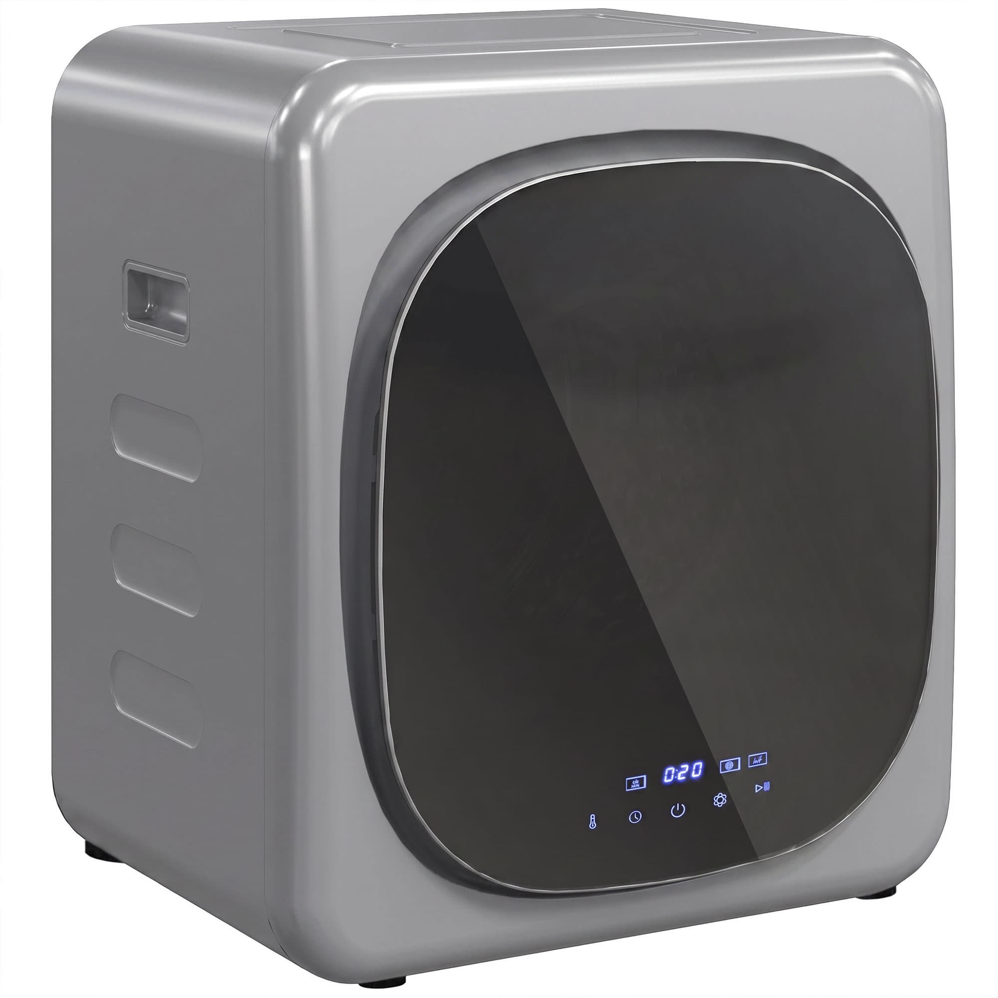 HOMCOM Sèche-linge à évacuation 4 kg avec mode intelligent, séche-linge compact 800 W avec tambour en acier inoxydable, Argent