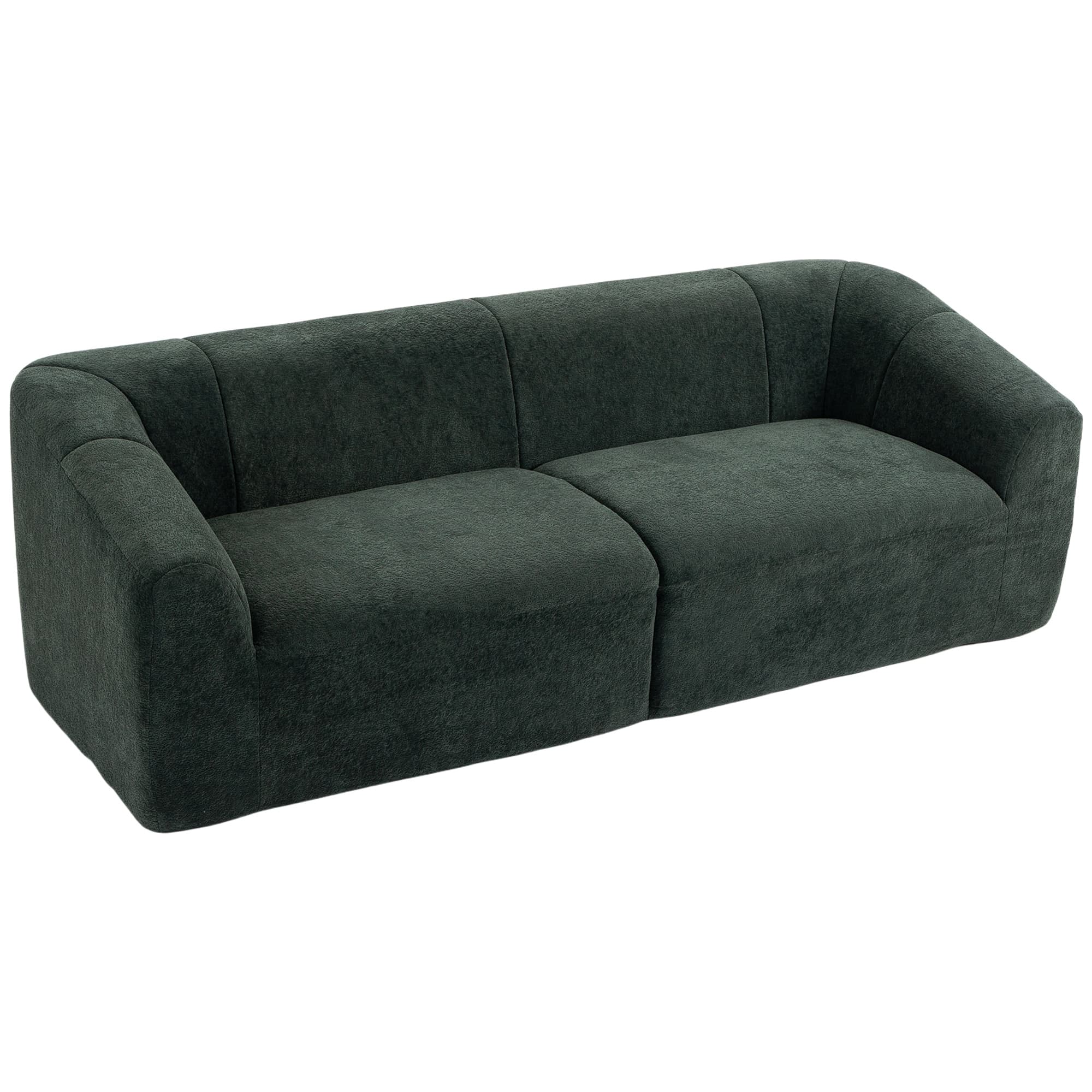 HOMCOM Canapé 3 places sans structure rigide avec large assise, rembourrage épais, en chenille, Vert foncé