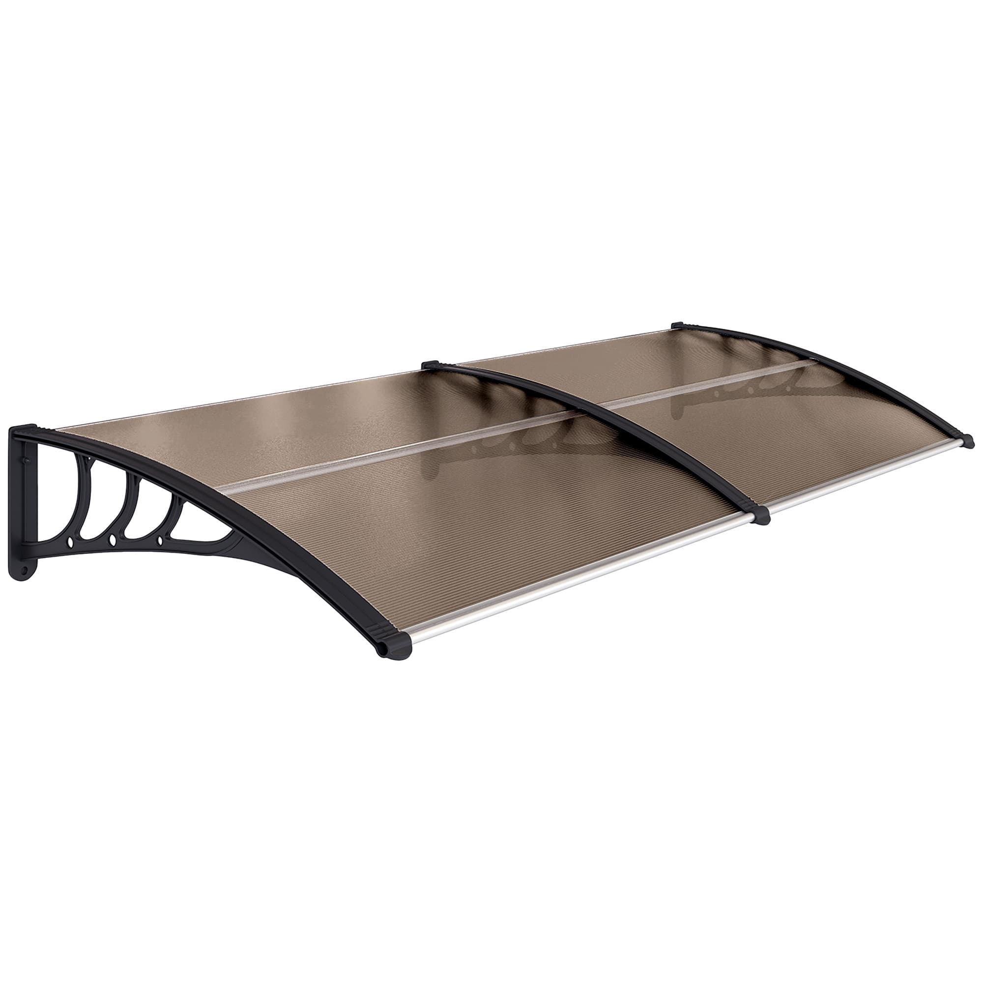 Outsunny Marquise de porte auvent design voûté arrondi dim. 195L x 75l x 23H cm polycarbonate plastique marron