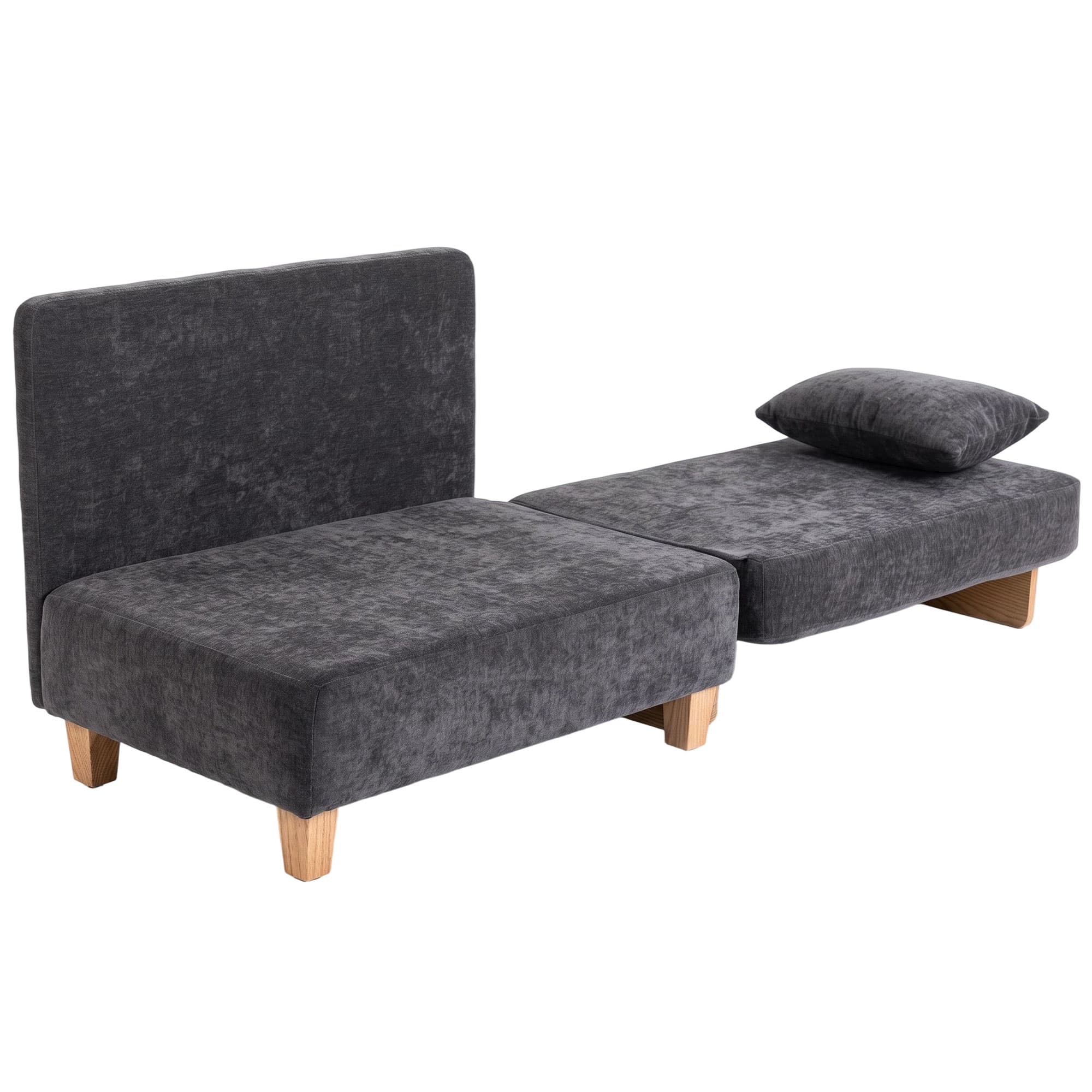 HOMCOM Fauteuil-Lit 1 place 2 en 1 Pliable avec Coussins, Gain de Place en Tissu Mélangé Lin-Velours, Gris Foncé