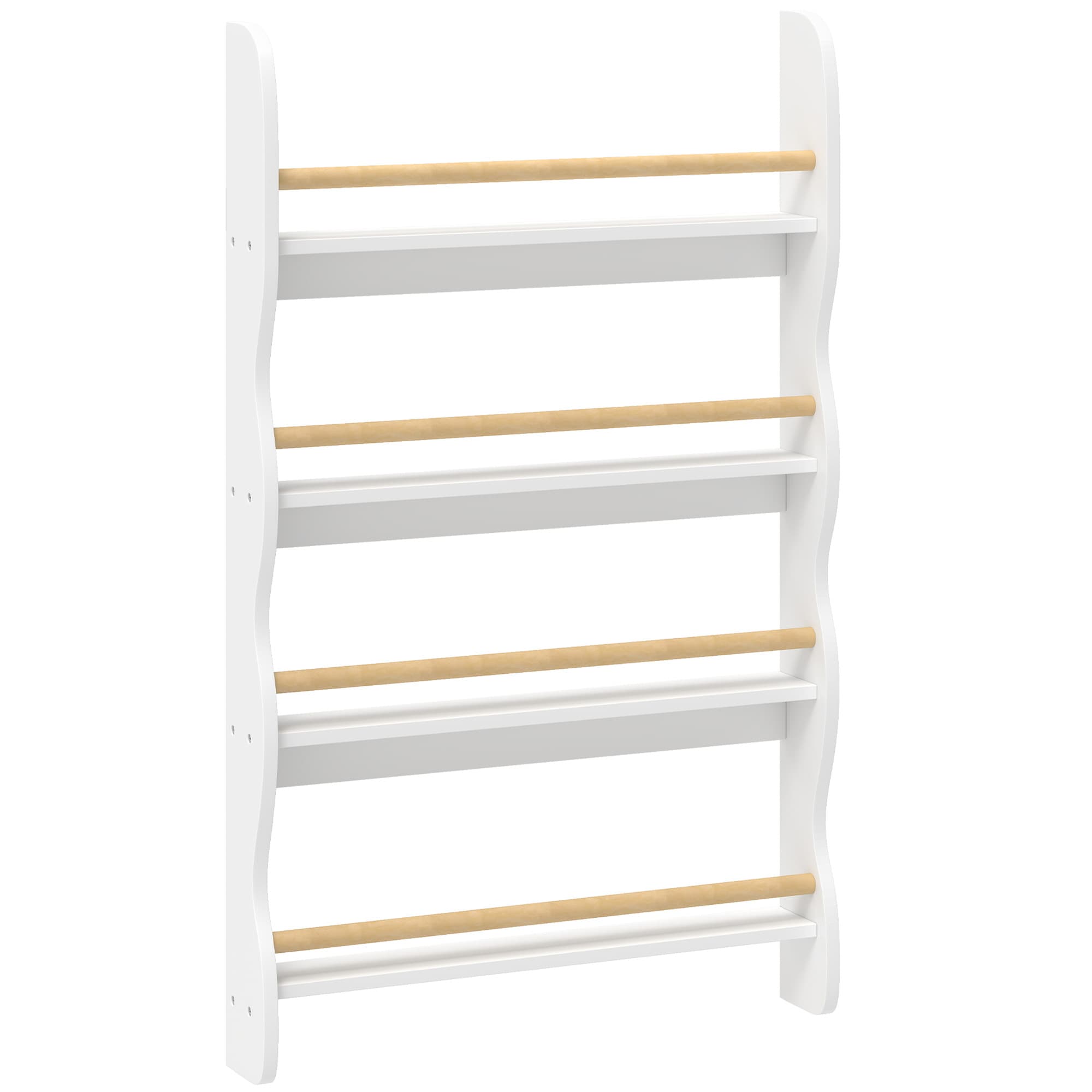 AIYAPLAY Bibliothèque murale pour enfant, rangement livre enfant 4 niveaux, fixer au mur, 60 x 10 x 98 cm, blanc