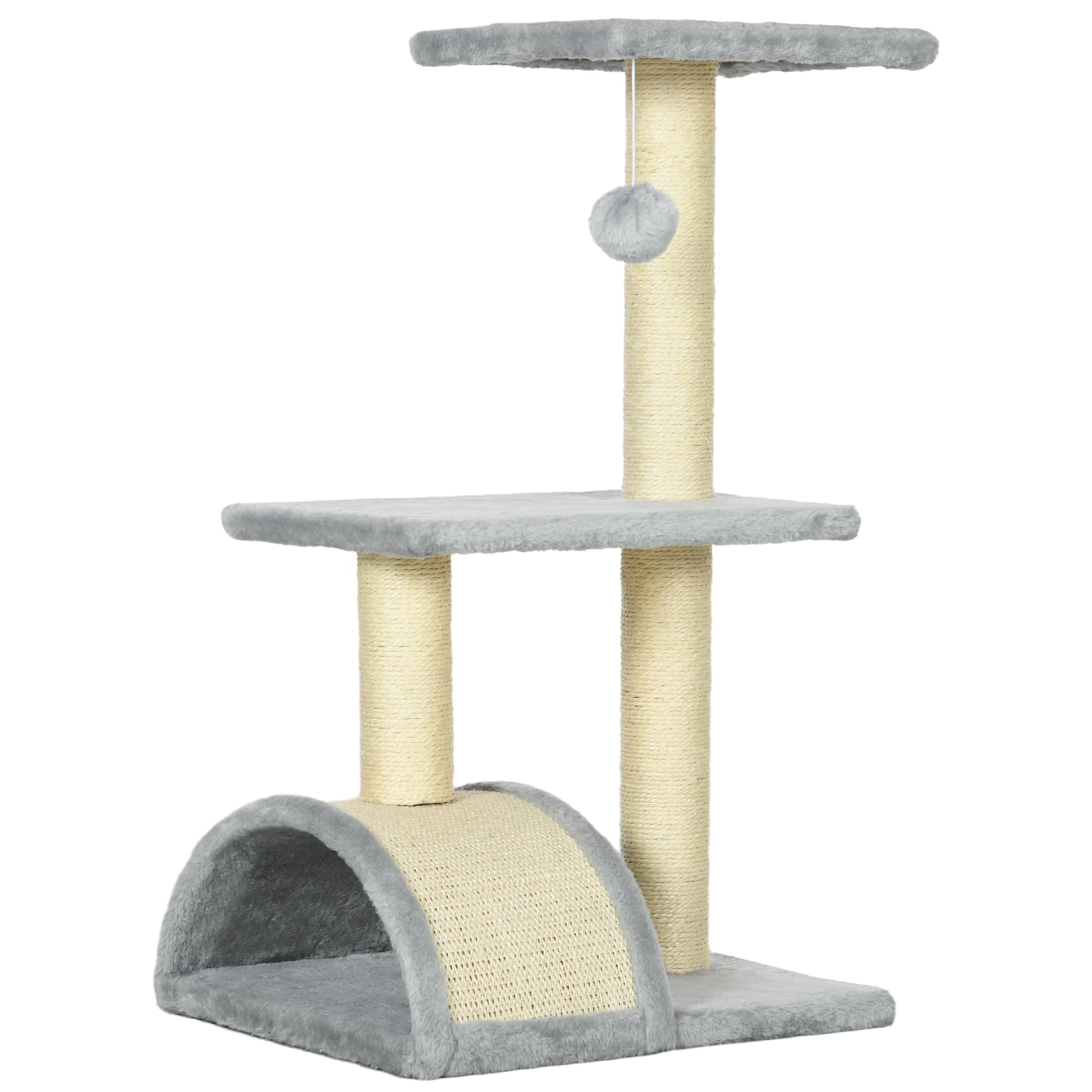PawHut Arbre à chat arbre à grimper griffoir pour chat hauteur 72 cm balle suspendue crème