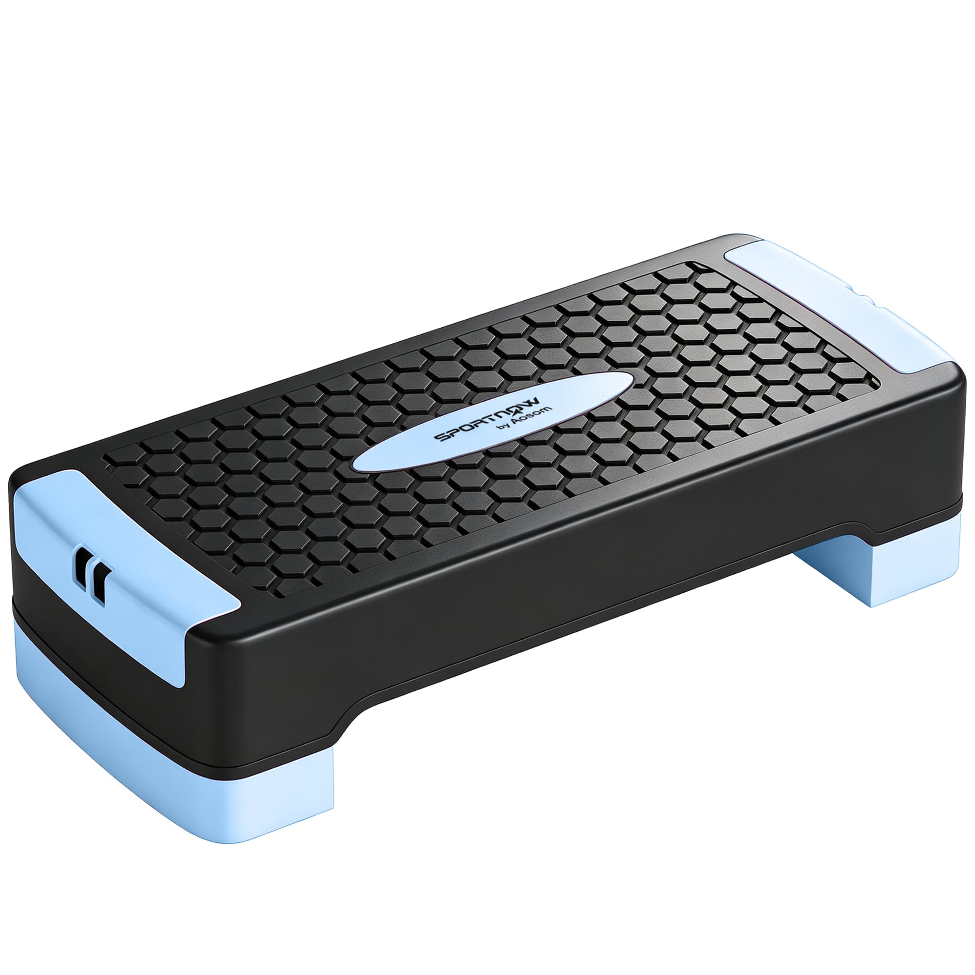 SPORTNOW Plateau de step réglable Fitness Stepper aérobic 2 niveaux (11/16 cm) 2 bandes de résistance, tapis antidérapant Bleu