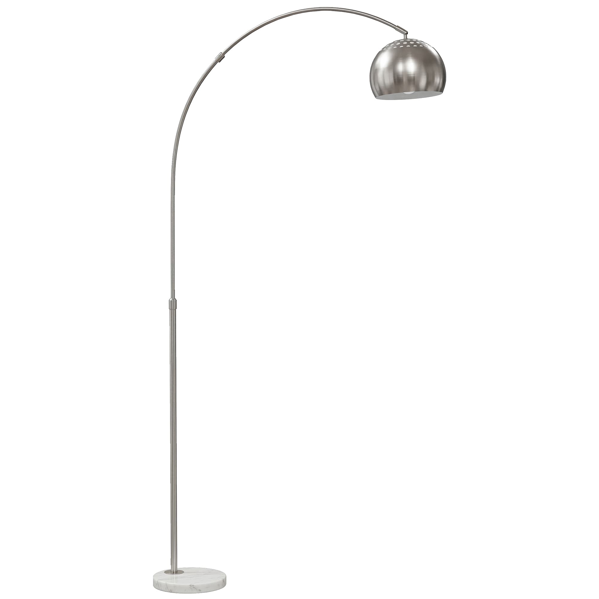 HOMCOM Lampe sur pied, design arqué avec socle en marbre, 167 cm, Argent