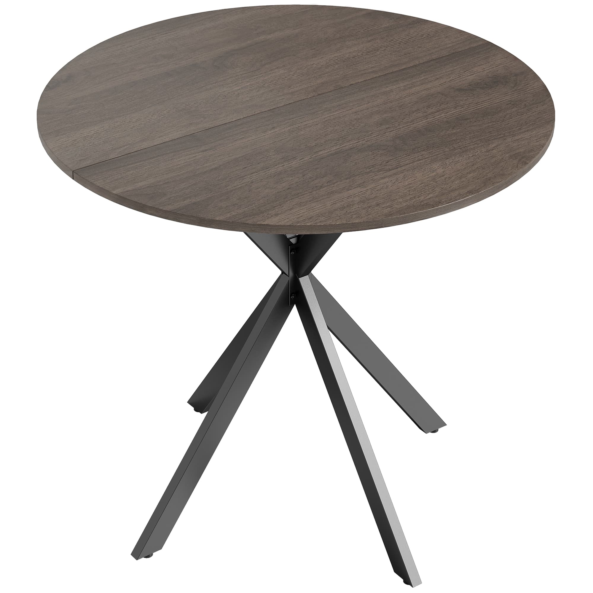 HOMCOM Table de cuisine ronde, 80 cm, plateau compact, panneau de particules, métal, Marron