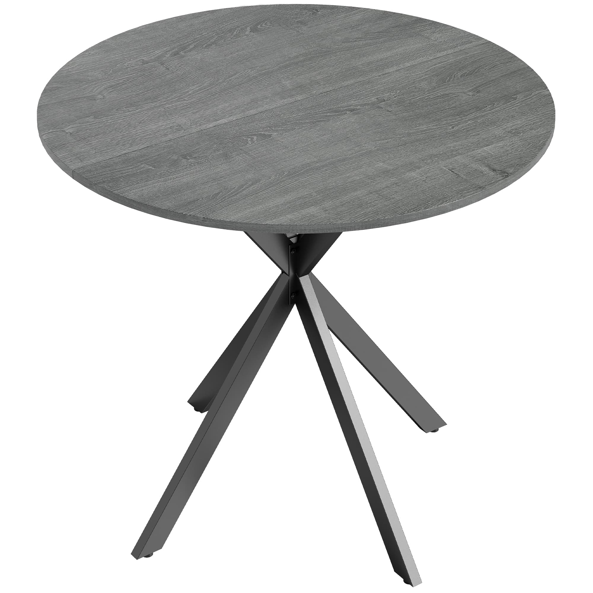 HOMCOM Table à Manger Ronde pour 2 Personnes avec Plateau Aspect Bois et Piètement Croisé en Acier, Gris