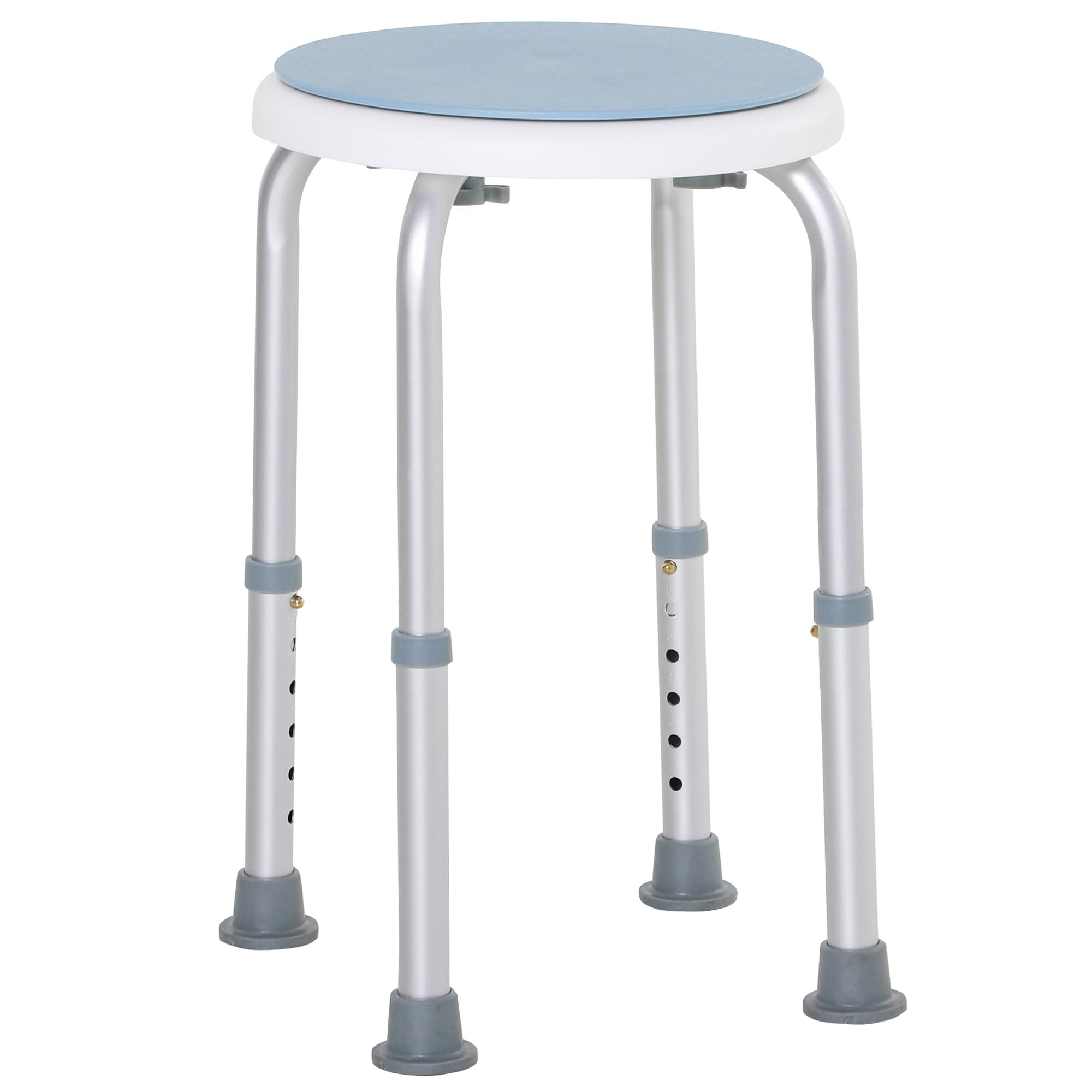 HOMCOM Tabouret de douche siège de douche antidérapant tabouret de bain hauteur réglable pivotant à 360° en aluminium