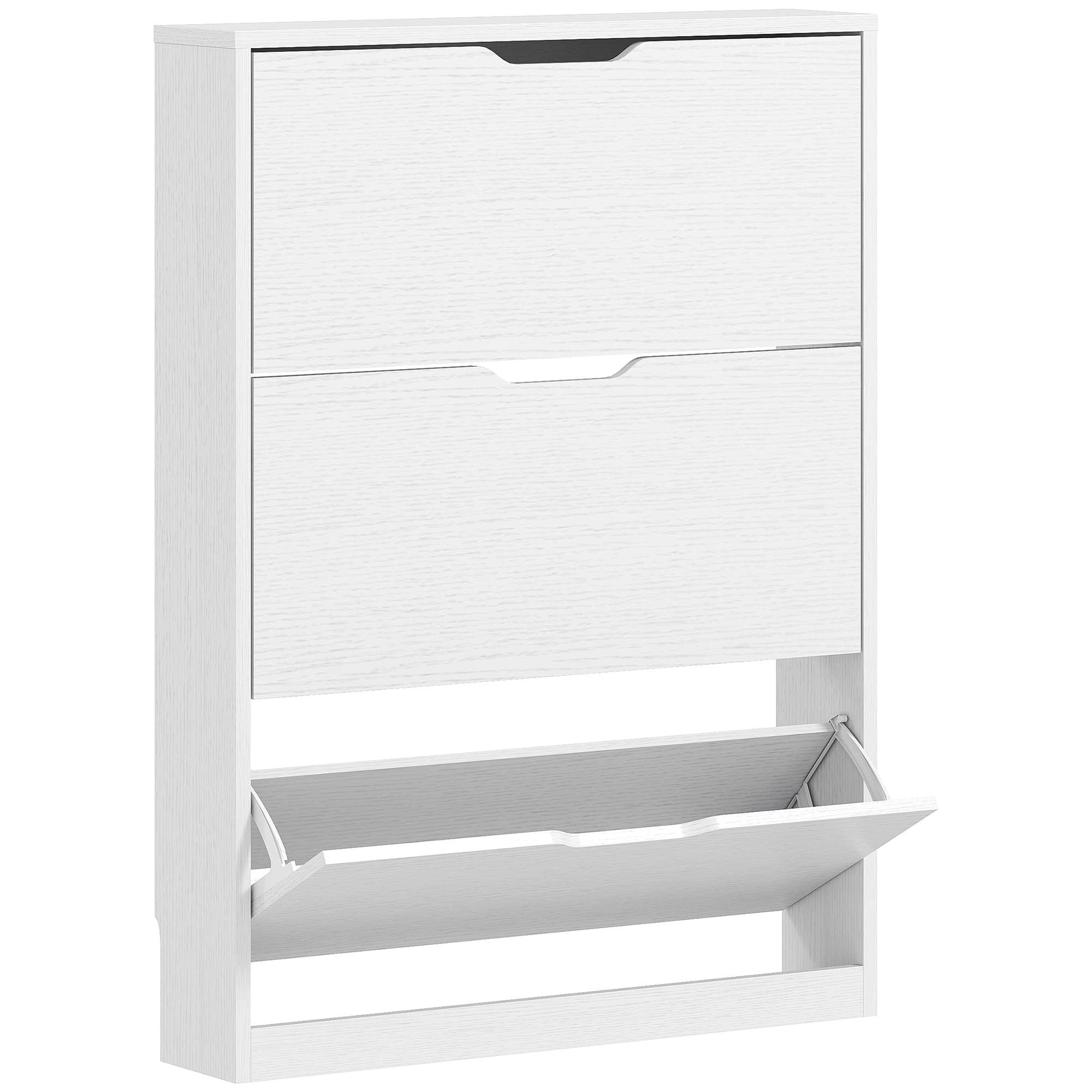 HOMCOM Meuble à chaussures 12 paires, armoire à chaussures, 3 tiroirs rabattables, pour couloir, entrée, 80x17x108cm, blanc