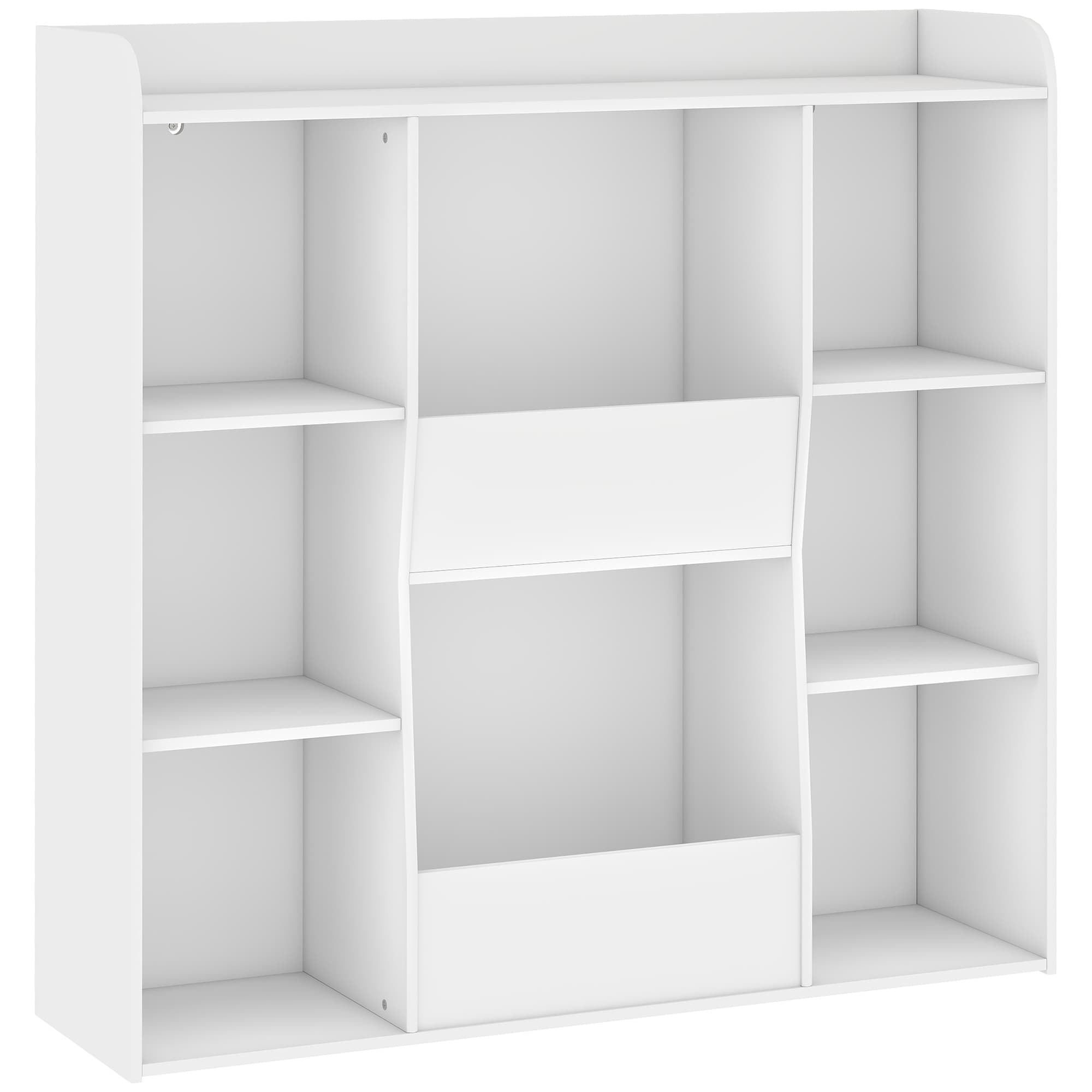 AIYAPLAY Meuble rangement enfant, bibliothèque enfants avec 8 compartiments et étagère supérieure, 104 x 29 x 101,5 cm, blanc