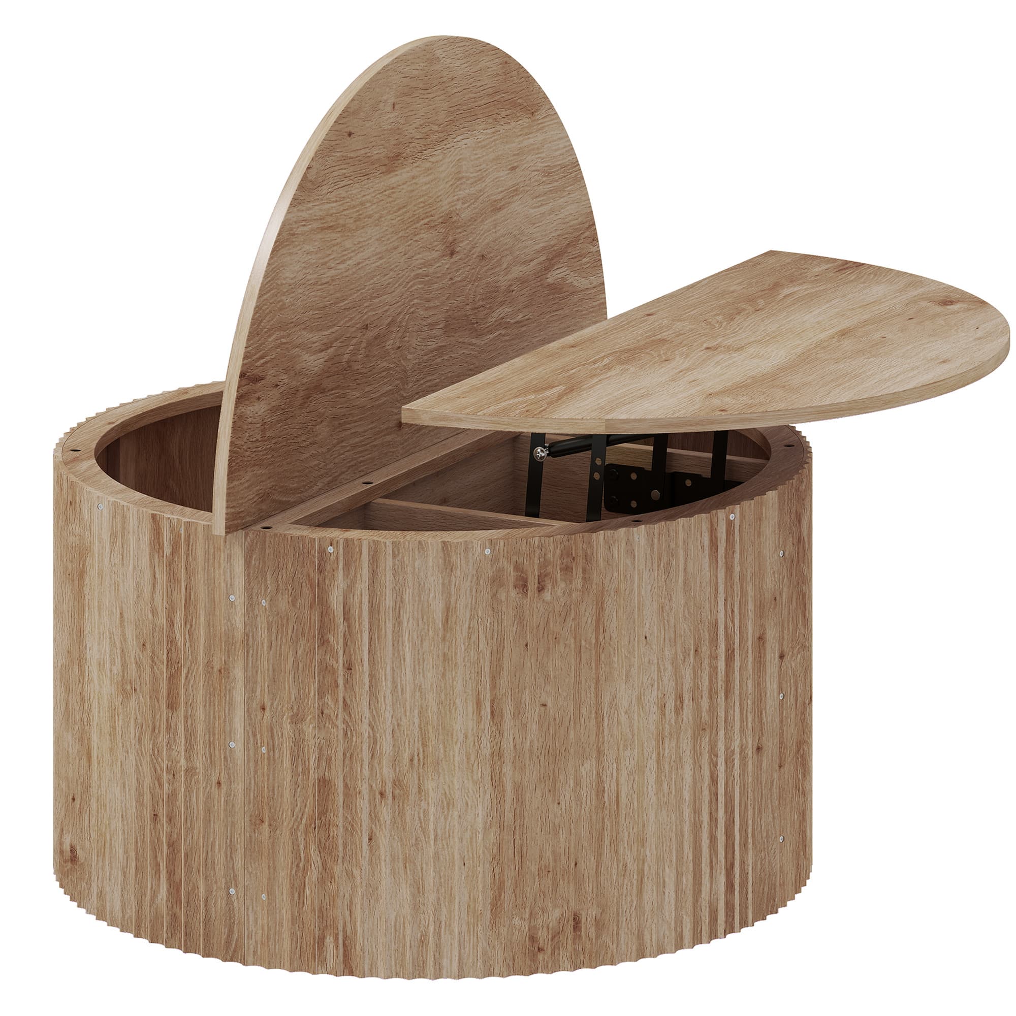 HOMCOM Table basse relevable, table de salon avec compartiment caché et plateau à fermeture douce, bois naturel