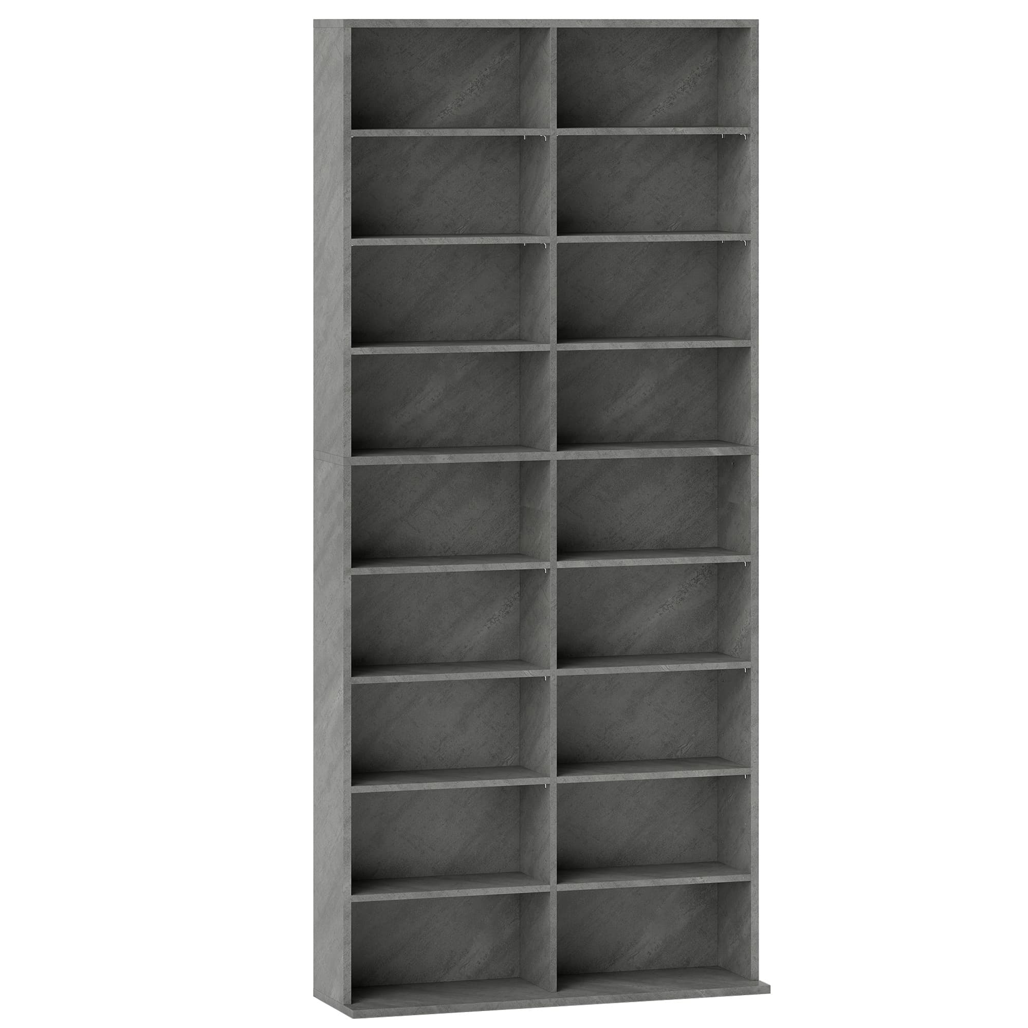 HOMCOM Rangements pour CD et DVD 18 compartiments capacité max. 640 CD/360 DVD 430 Blu-ray 78,5 x 24 x 175 cm gris clair