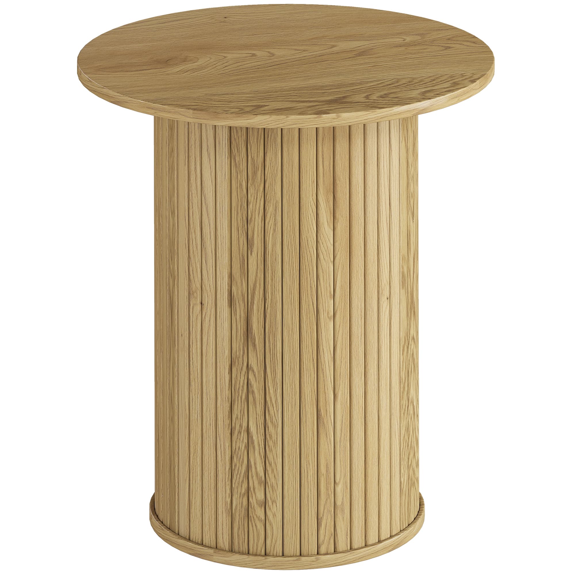 HOMCOM Table d'appoint ronde Ø 48 cm, table basse avec pieds cannelés pour salon, chambre ou petit espace, chêne