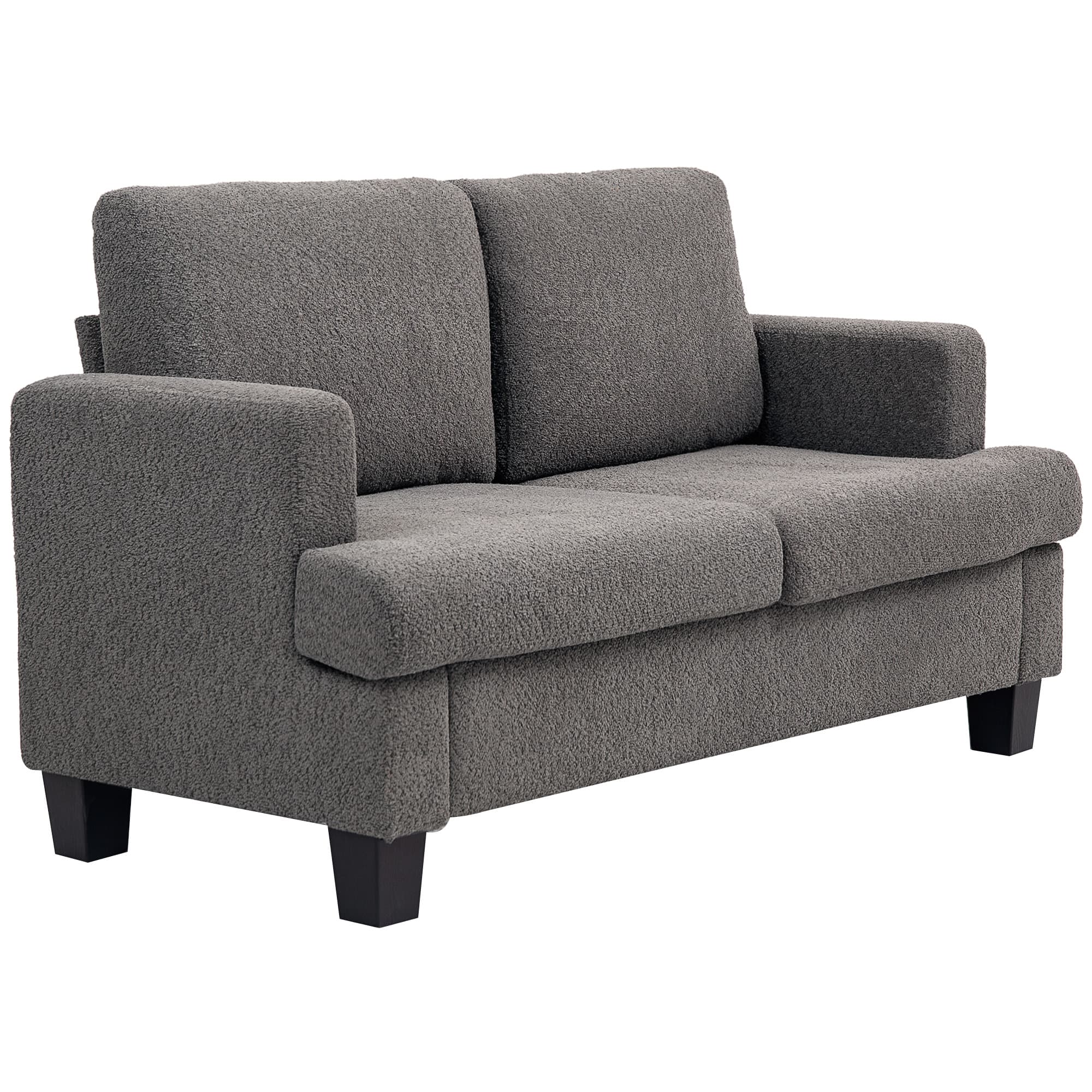 HOMCOM Canapé 2 places 120 cm avec coussins de dossier amovibles, tissu chenille pour salon, chambre, bureau, gris foncé