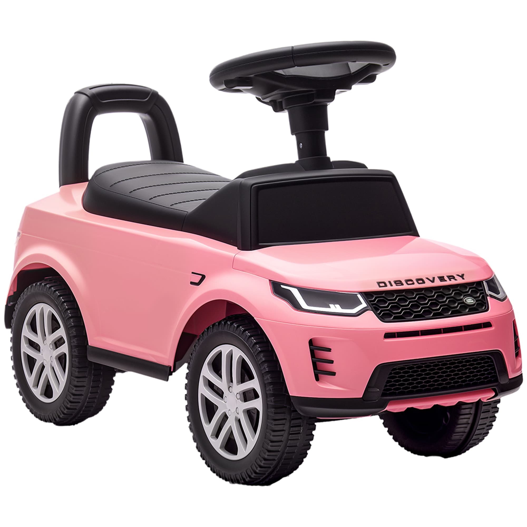 AIYAPLAY Porteur enfants voiture sous licence Land Rover, véhicule à pousser, klaxon, sons de moteur, rangement sous siège, rose