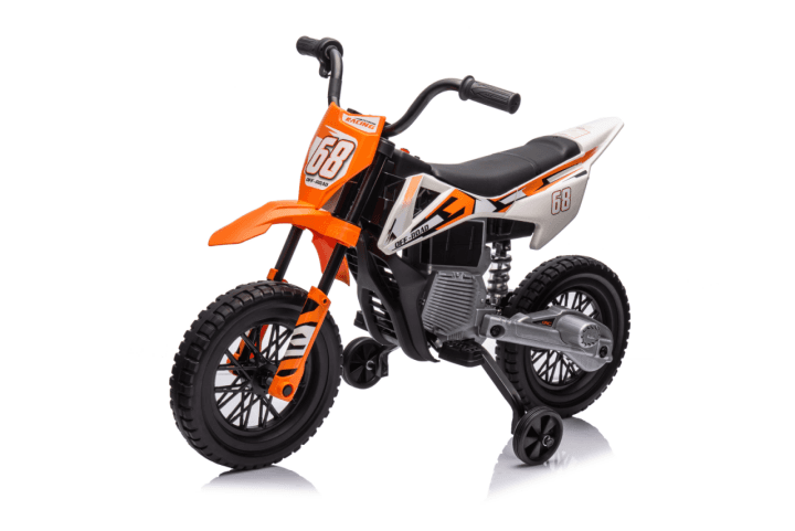 AIYAPLAY Moto électrique pour enfant moto cross pour enfants de 3 à 6 ans 2 moteurs 12V vitesse max. 5 km/h 107x56x70cm orange