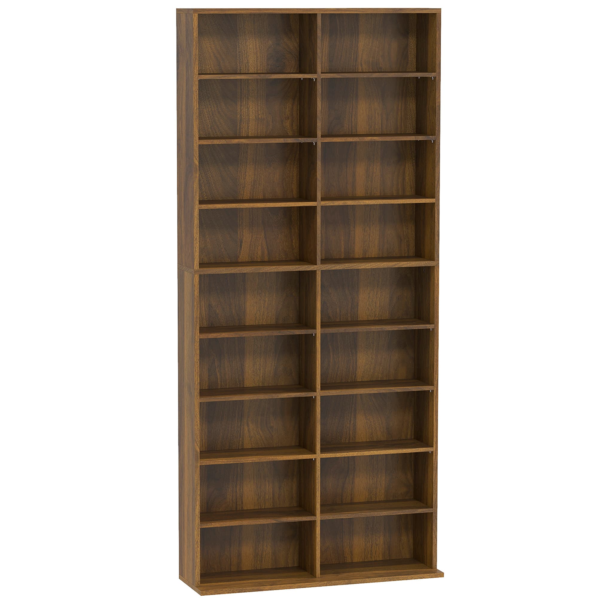 HOMCOM Rangements pour CD et DVD 18 compartiments capacité max. 640 CD/360 DVD 430 Blu-ray 78,5 x 24 x 175 cm noyer foncé