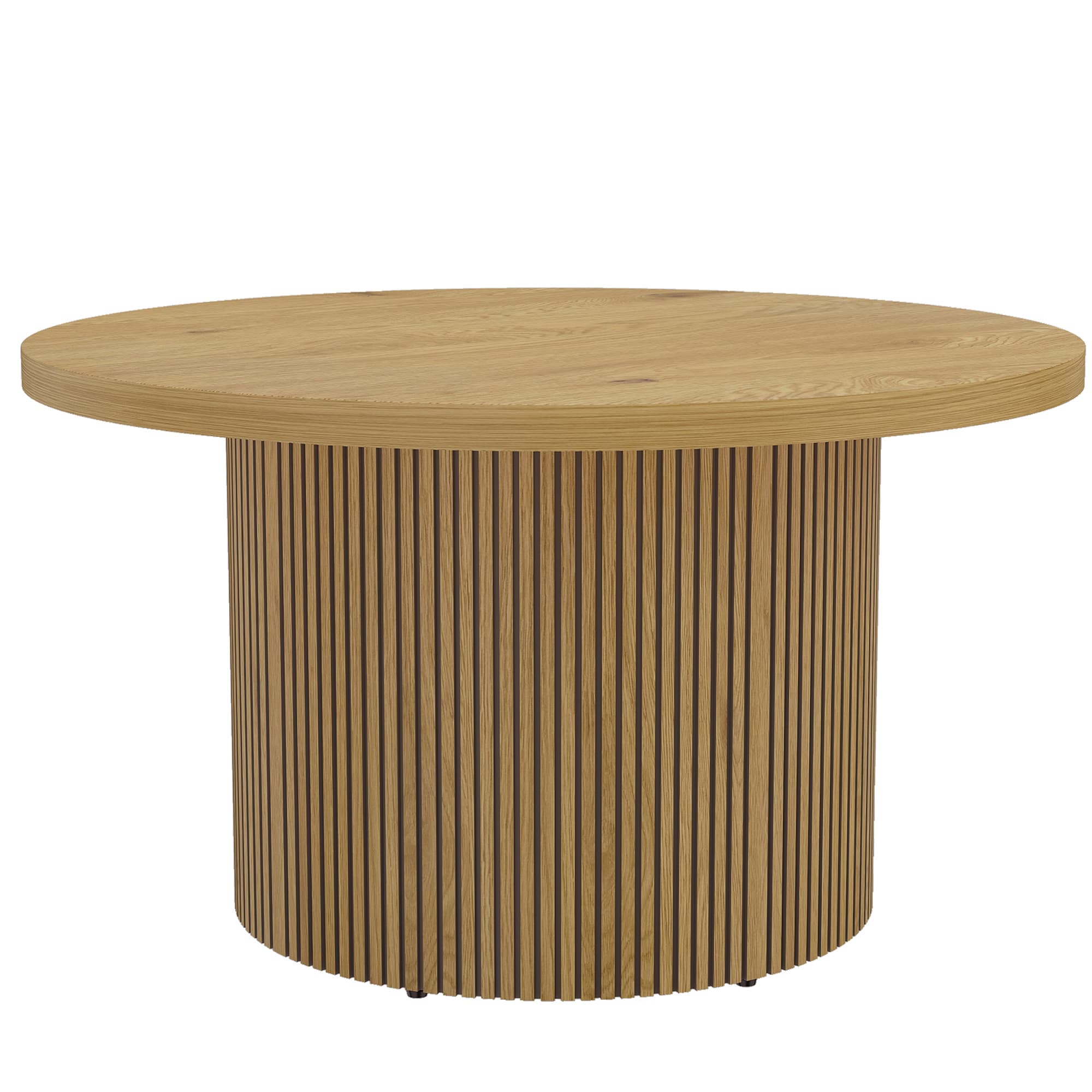 HOMCOM Table basse ronde en bois, table de salon avec piètement cannelé, style moderne, effet bois naturel