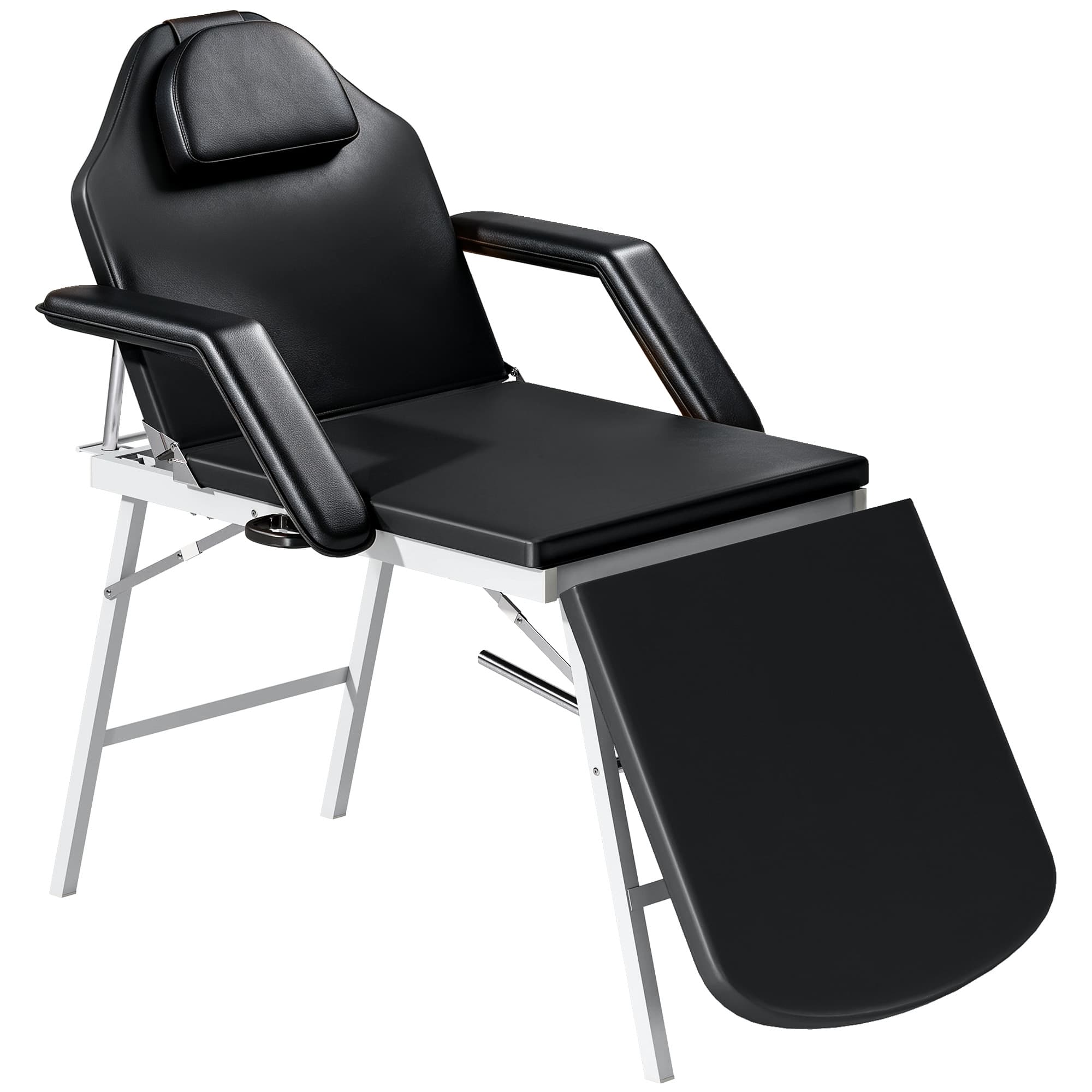 HOMCOM Table de massage pliante, lit de massage 3 zones portable 182 x 62 cm avec appuie-tête et accoudoirs amovibles, noir