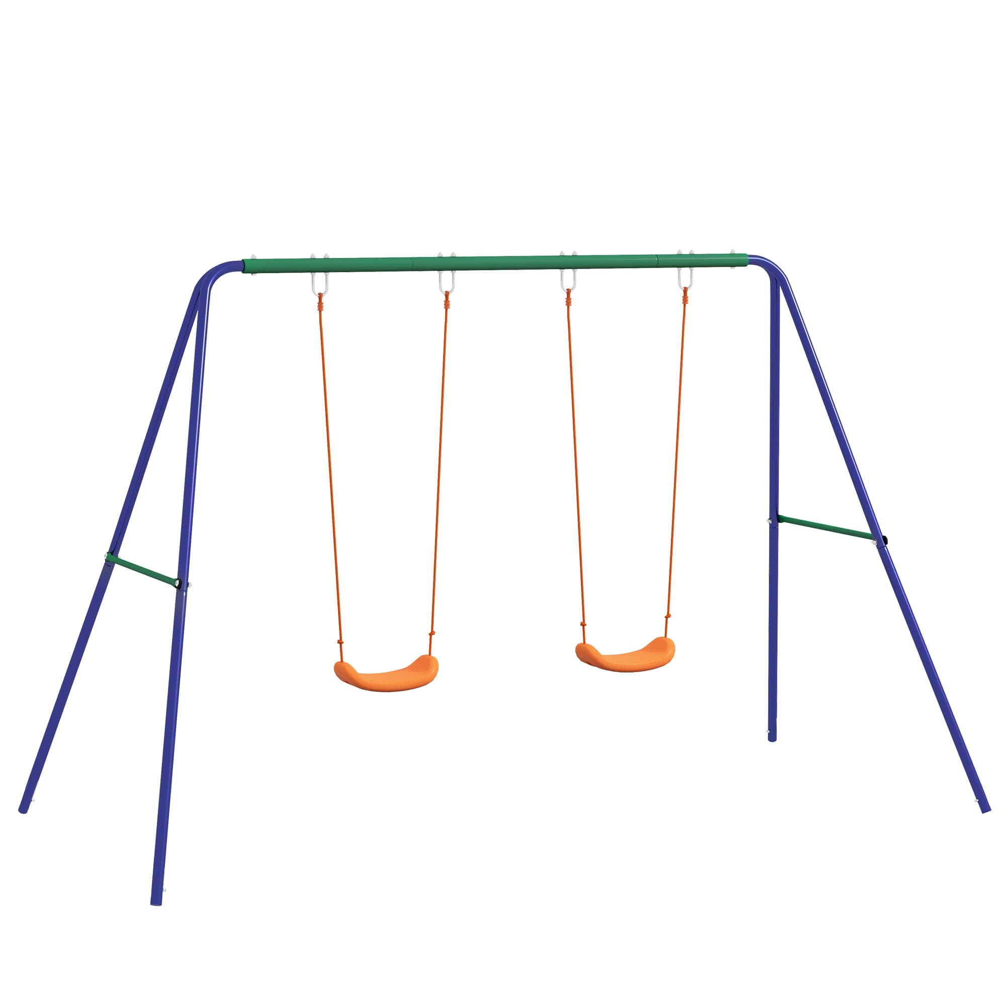 Outsunny Balançoire Double Siège Métal Robuste Jardin Extérieur Multicolore Charge 90kg Aosom France