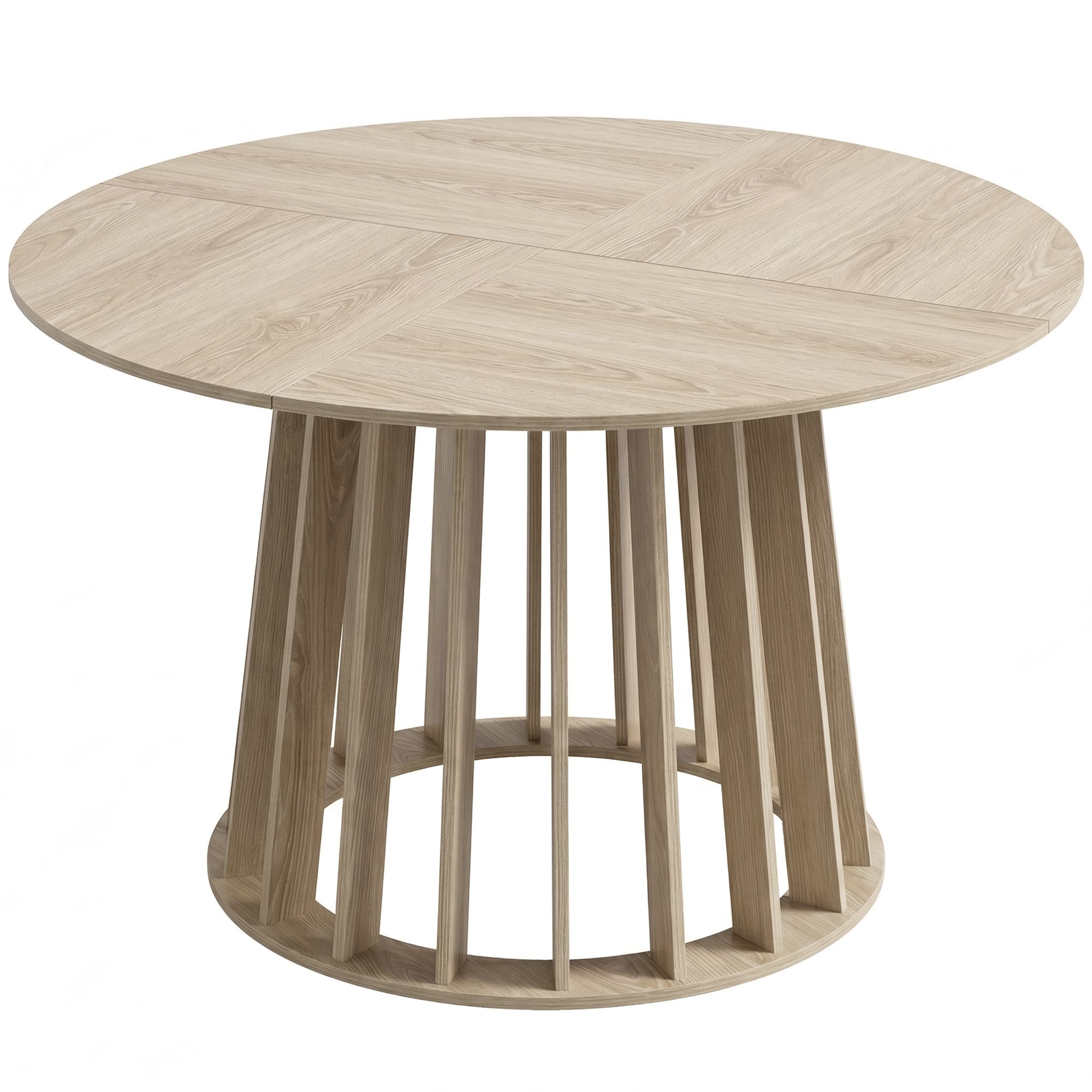 HOMCOM Table à Manger Ronde pour 4 à 6 Personnes, Ø 120 x 75 cm, Table de Cuisine avec Piétement à Lattes Robuste, Bois Naturel