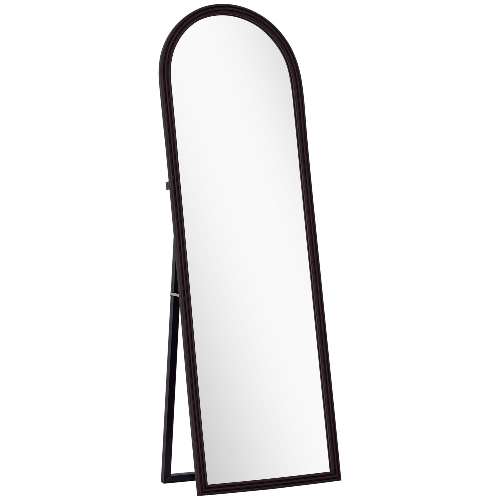 HOMCOM Miroir de sol arqué pleine longueur miroir sur pied cadre en effet imitation pierre pour salon chambre 53x163cm marron
