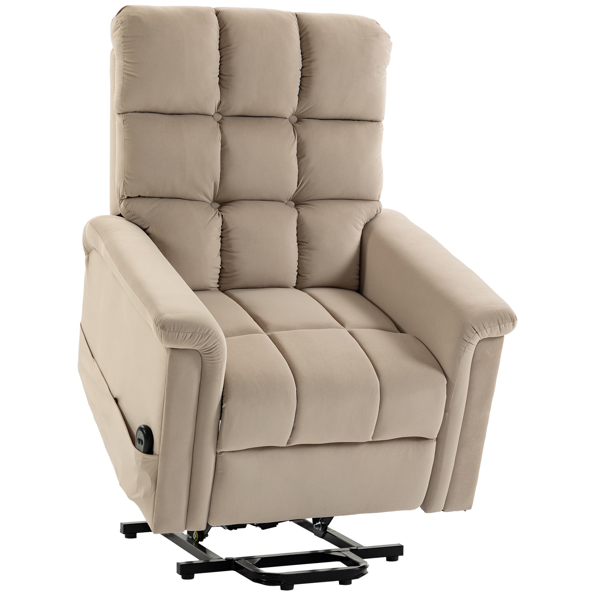 HOMCOM Fauteuil Releveur Électrique, Fauteuil Relax Électrique en Velours avec Dossier Inclinable, Télécommande, Marron