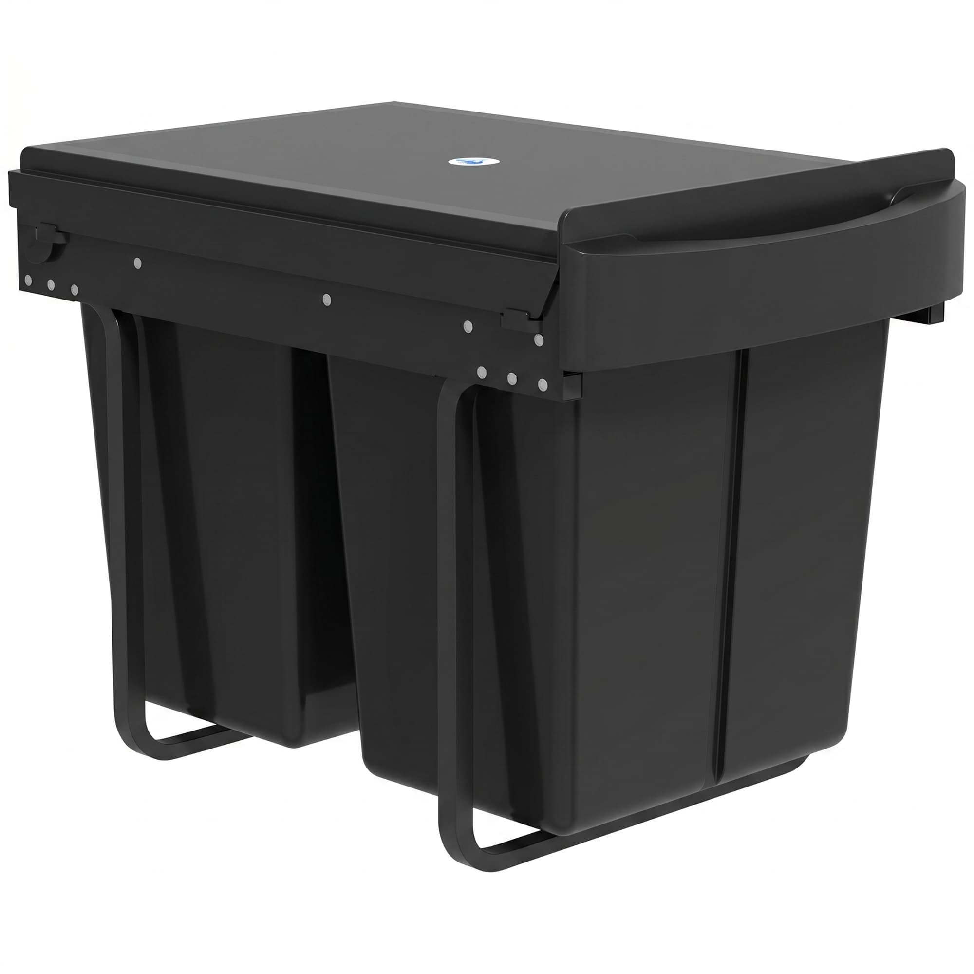 HOMCOM Poubelle sous évier coulissante, poubelle de tri sélectif, 2 x 20L, seaux intérieurs amovibles, 52 x 33,5 x 41 cm, noir