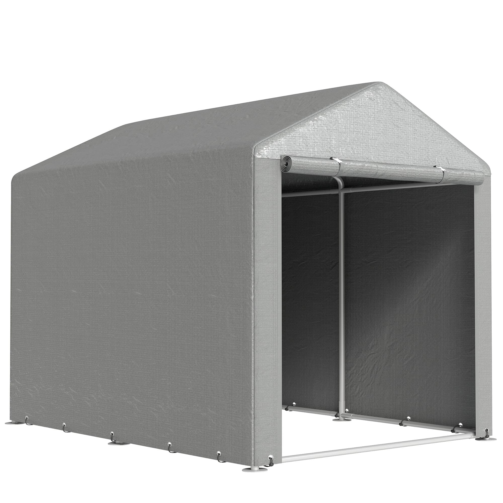 Outsunny Abri de jardin tente de stockage imperméable abri moto porte enroulable fermeture éclair, 160 x 218 x 172 cm, gris clair