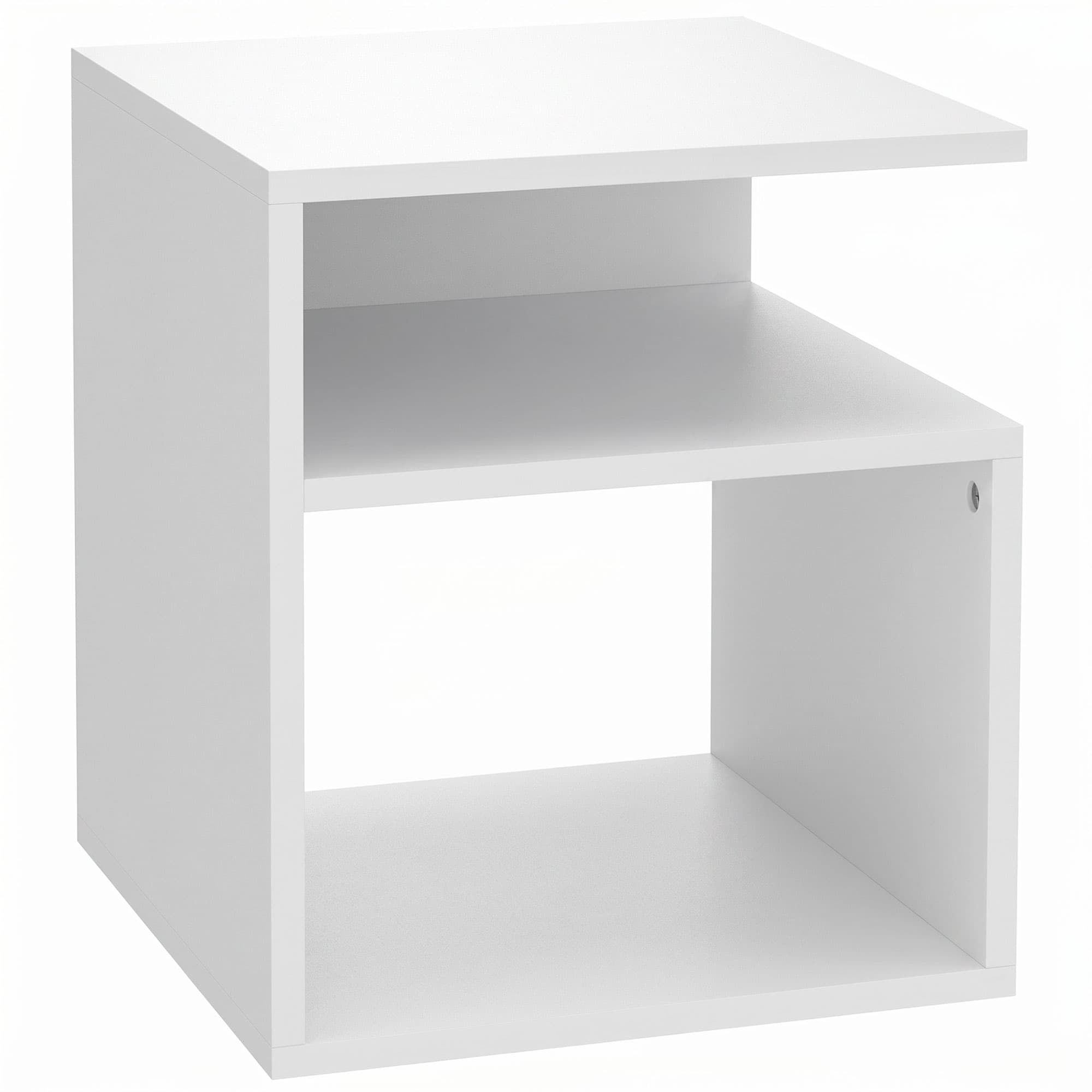 HOMCOM Table d'Appoint, Table Basse Moderne 3 Niveaux avec Étagères Ouvertes, pour Salon, Chambre ou Bureau, Blanc