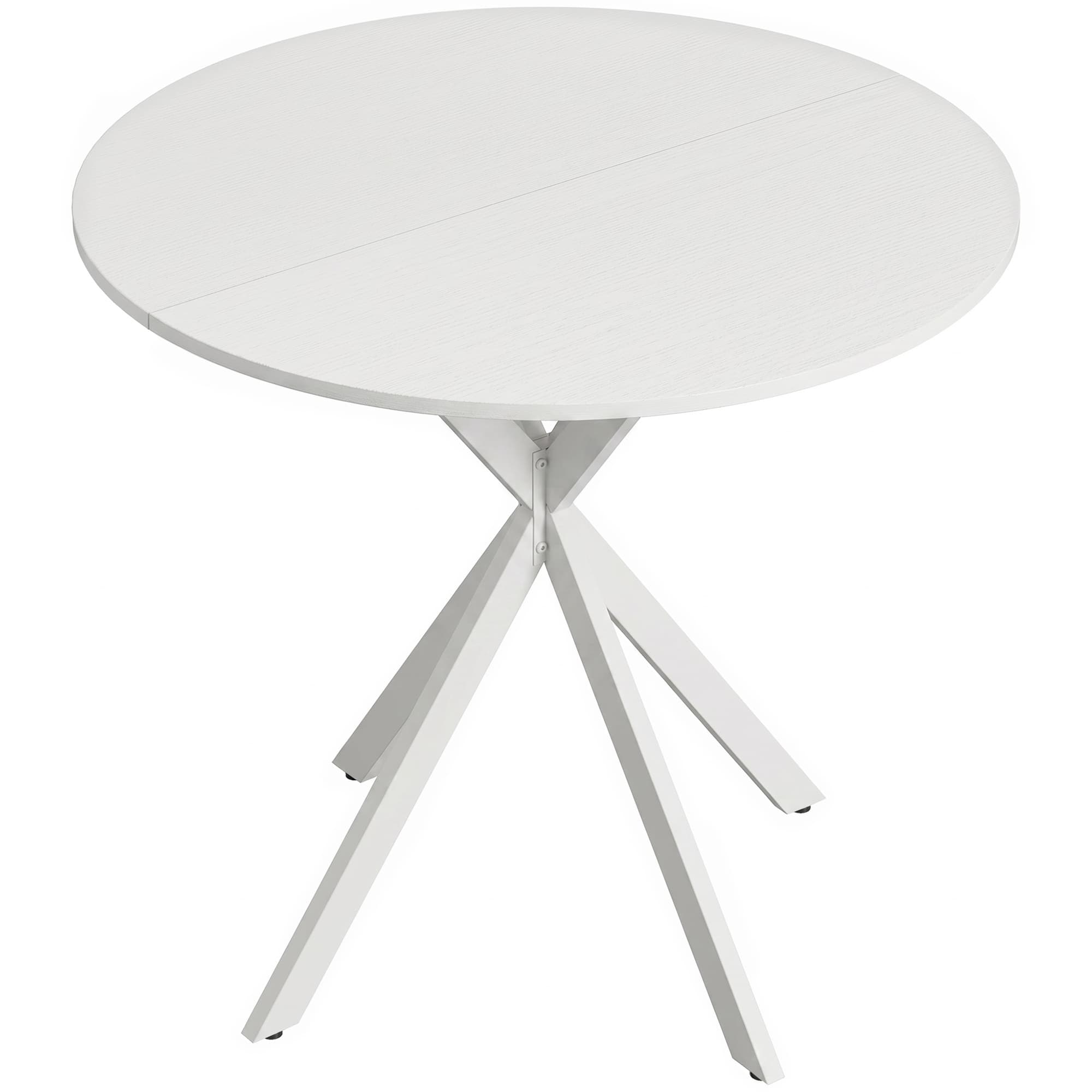 HOMCOM Table de cuisine ronde, 80 cm, plateau compact, panneau de particules, métal, blanc