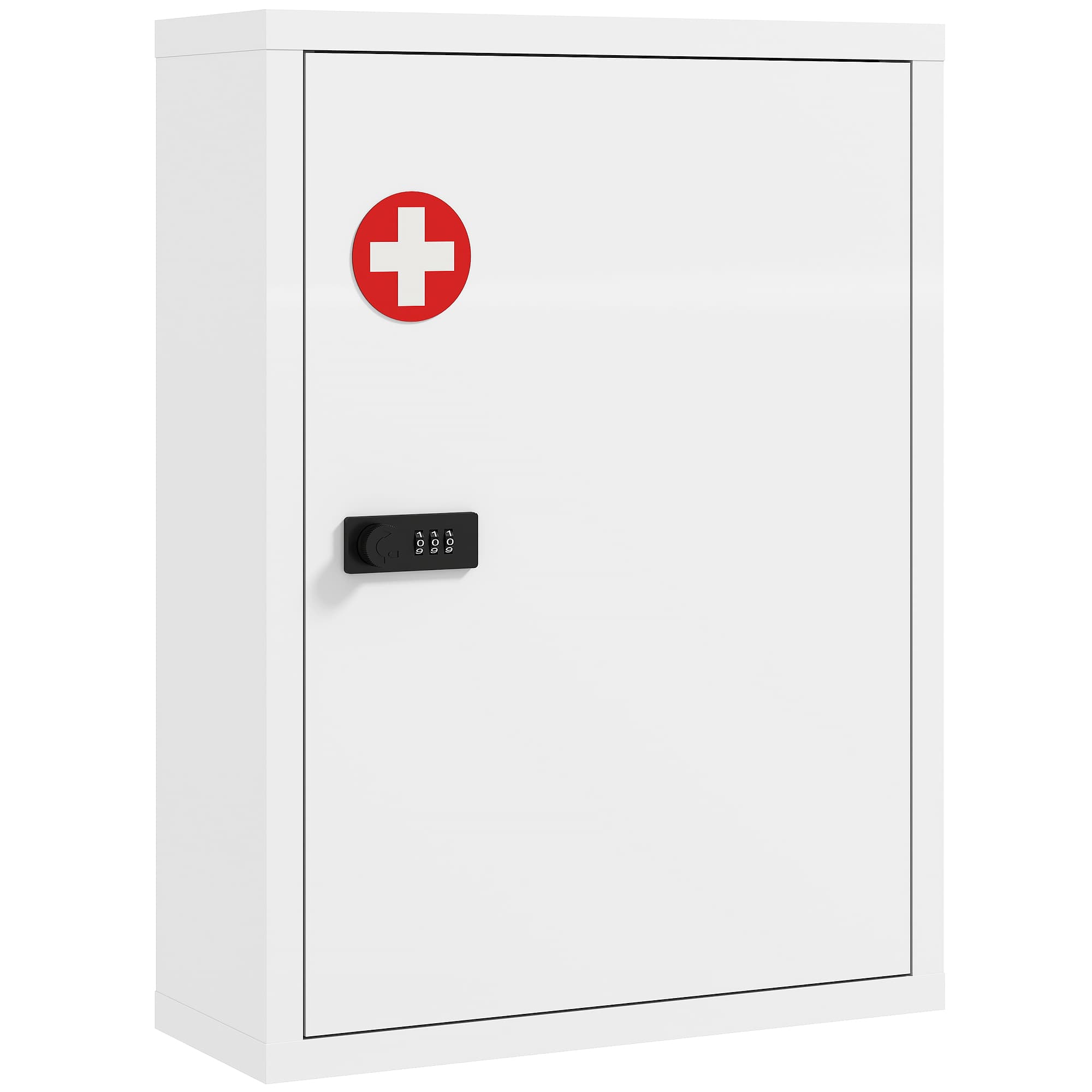 HOMCOM Armoire à pharmacie murale, armoire de salle de bain avec serrure à code, porte et compartiments, Blanc
