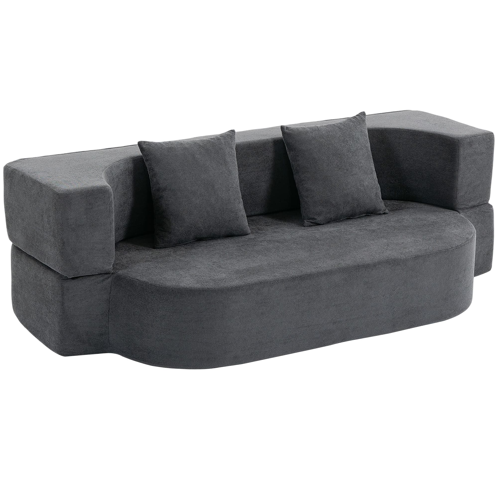 HOMCOM Canapé-lit, canapé bas sans armature avec mousse épaisse haute densité, assise large et profonde, gris foncé