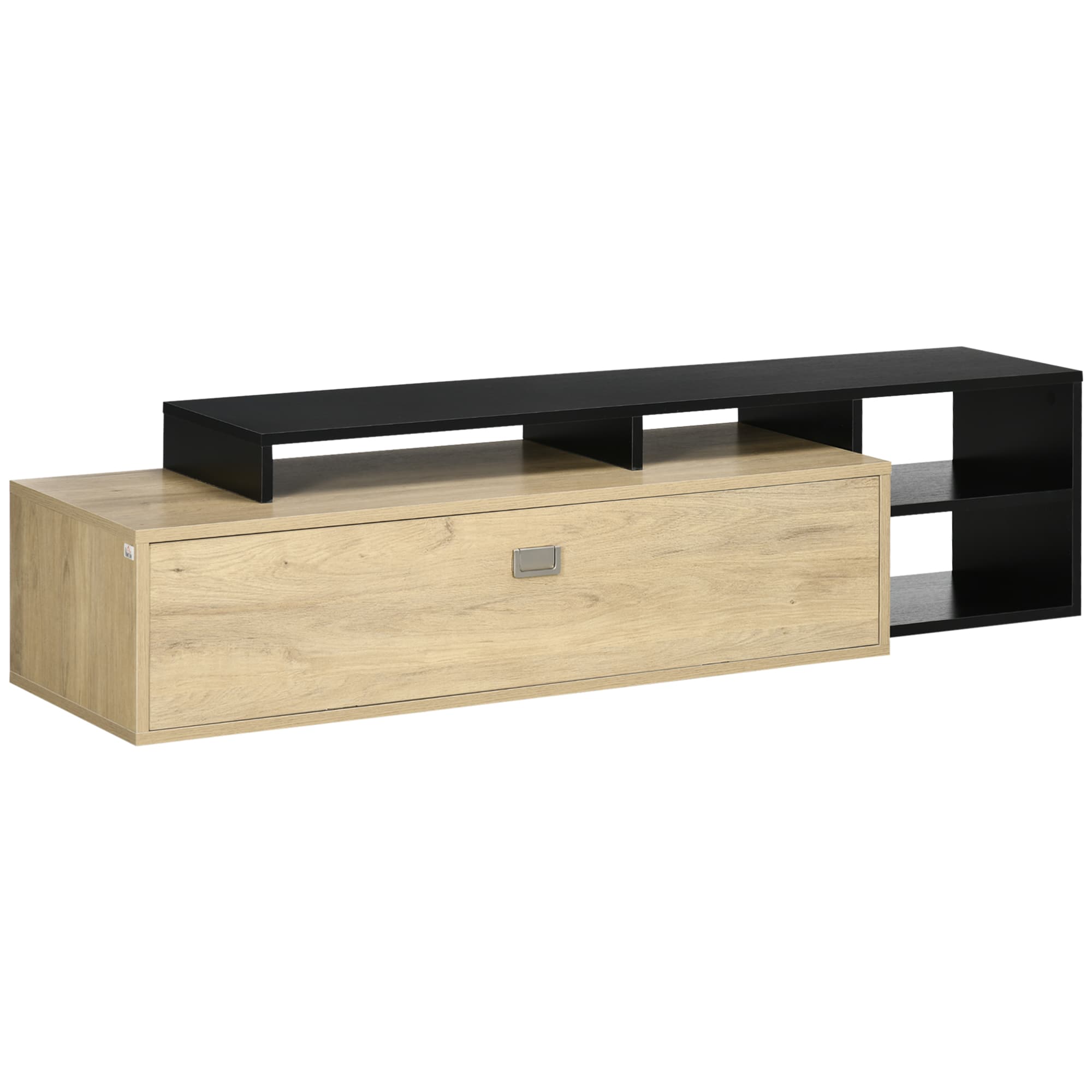 HOMCOM Meuble TV banc TV meuble télé jusqu'à 65 pouces avec étagère amovible style contemporain porte basculante pour salon chambre Aosom France