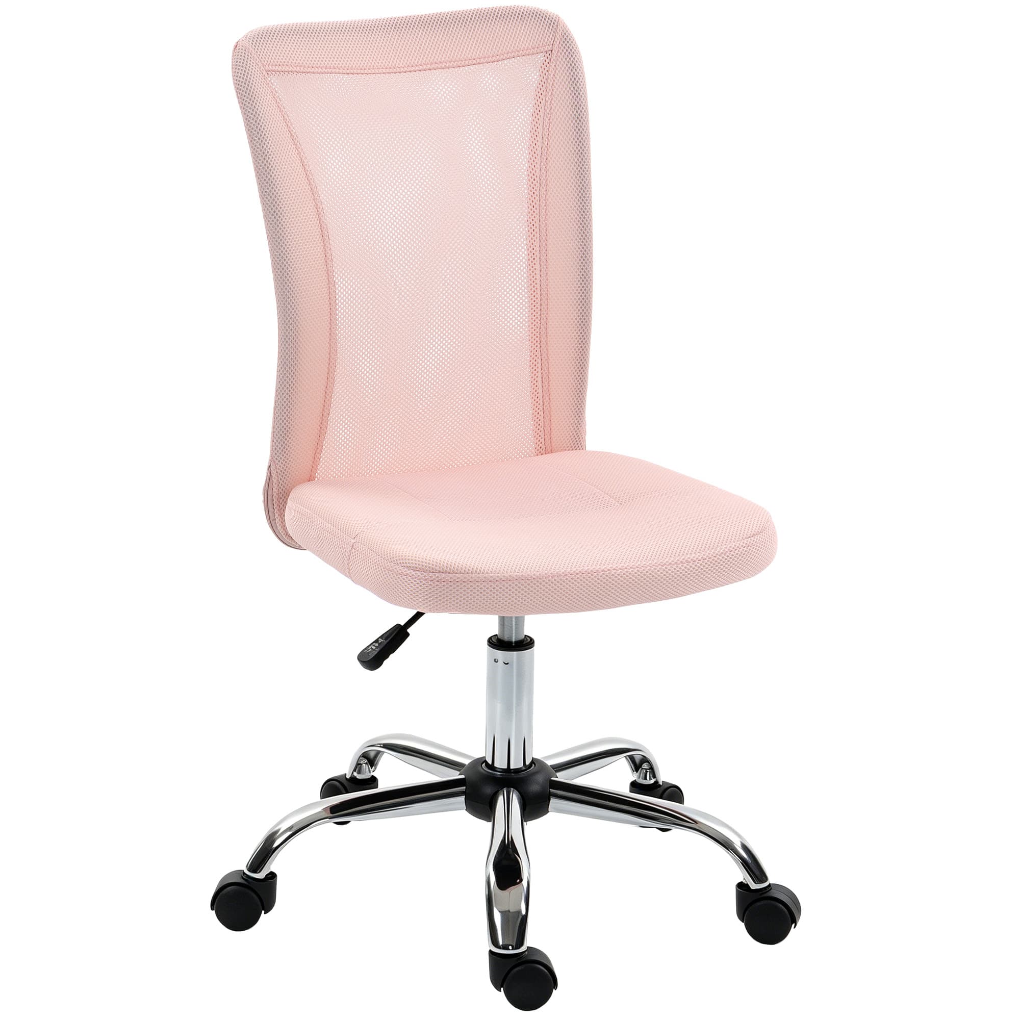 Vinsetto Chaise de bureau ergonomique hauteur réglable piètement chromé pivotant 360° revêtement maille rose