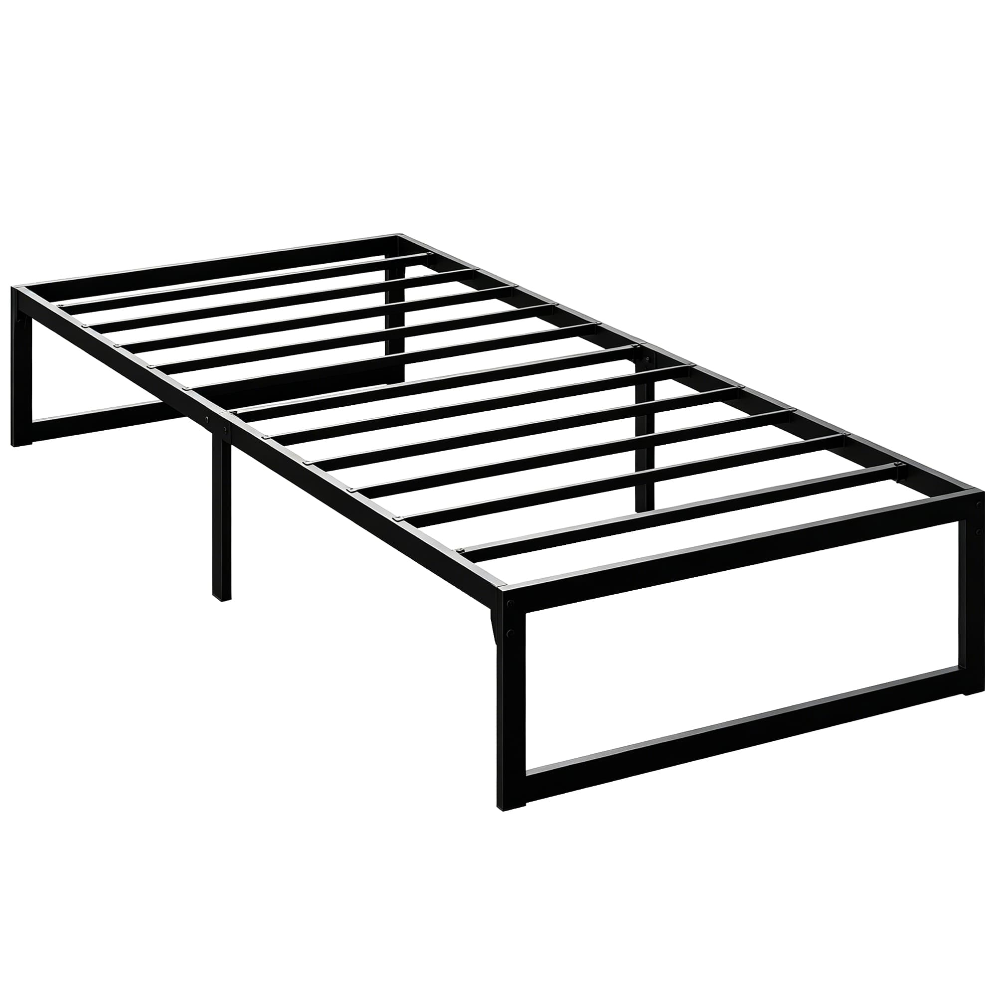 HOMCOM Cadre de lit 90 x 200 cm avec sommier en métal, lit simple avec rangement au-dessous, sans bruit, montage facile, noir