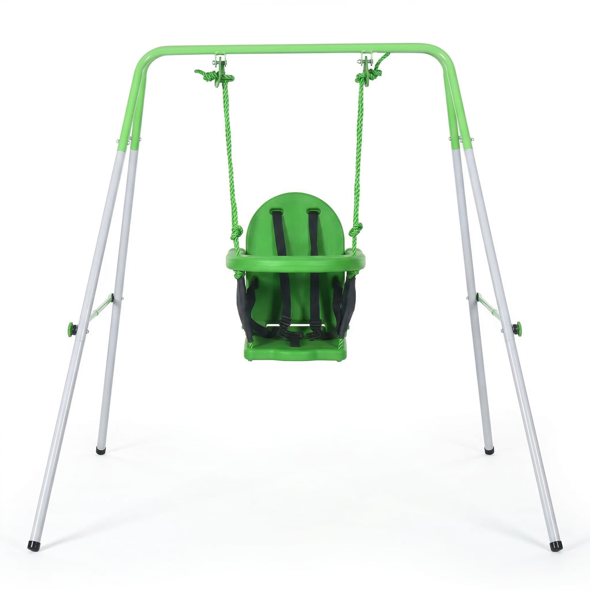 Outsunny Balançoire portique pour enfants de 6 à 36 mois balancoire bebe capacité de charge de 25 Kg en acier hauteur 122 cm vert Aosom France