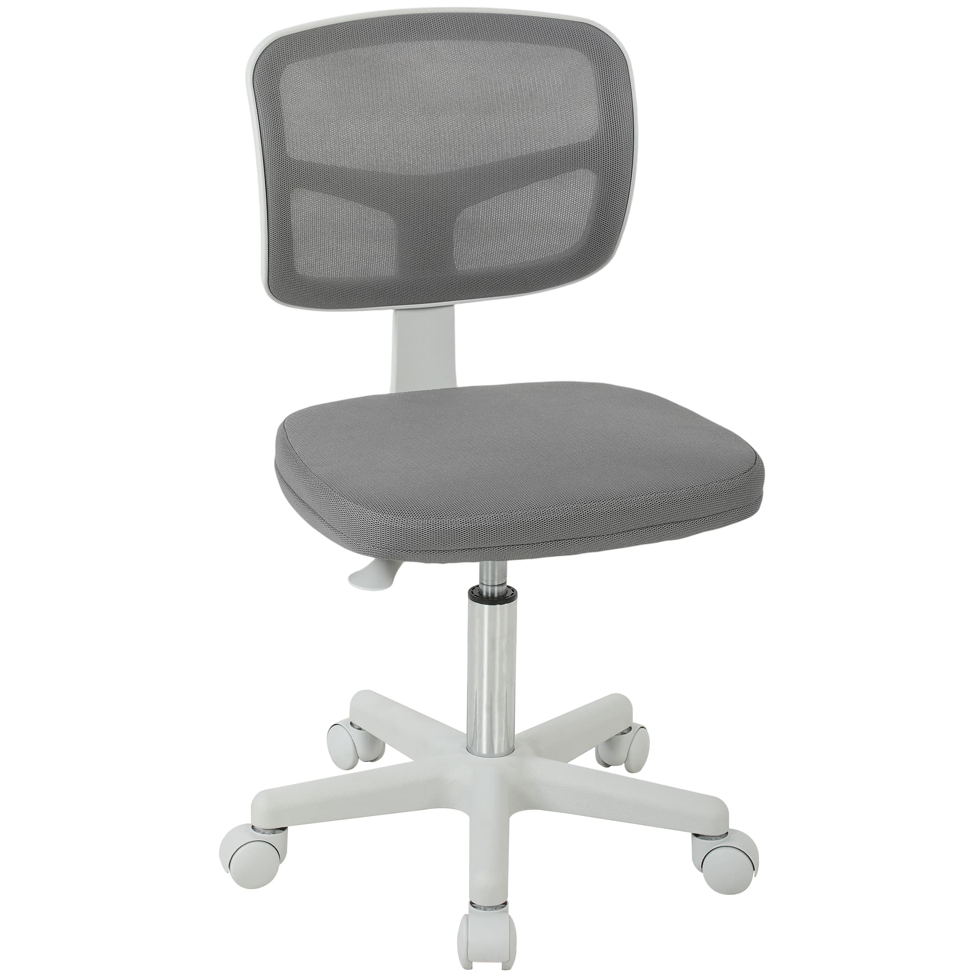 Vinsetto Chaise de Bureau Ergonomique Sans Accoudoirs, Fauteuil de Bureau Pivotant, Dossier Courbé en Maille et Roulettes, Gris