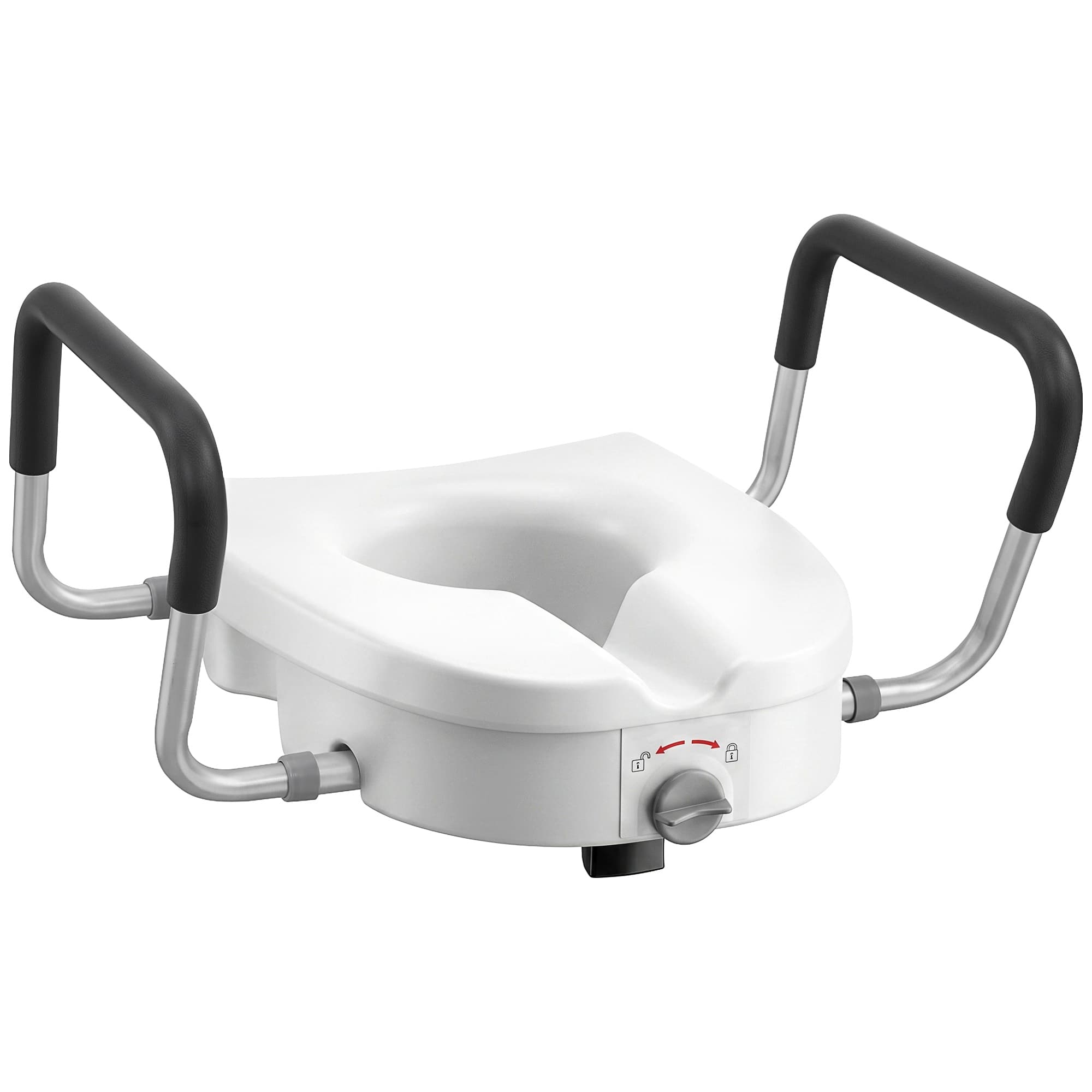 HOMCOM Rehausseur de siège de toilettes avec poignées, largeur réglable, accoudoirs rembourrés, blanc