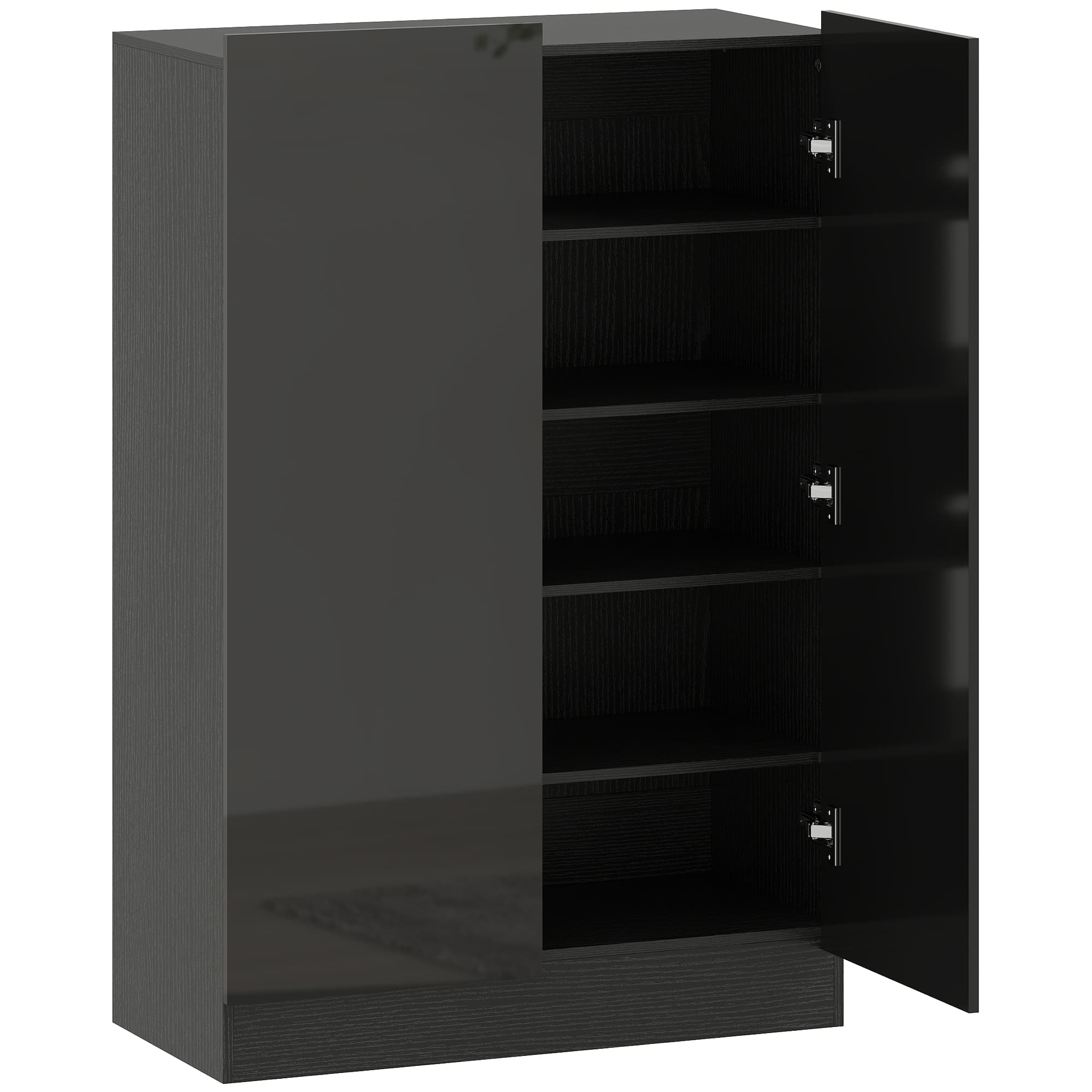 HOMCOM Meuble à chaussures 20 paires armoire à chaussures à haute brillance 5 niveaux étagères réglables 72x34,5x103cm noir