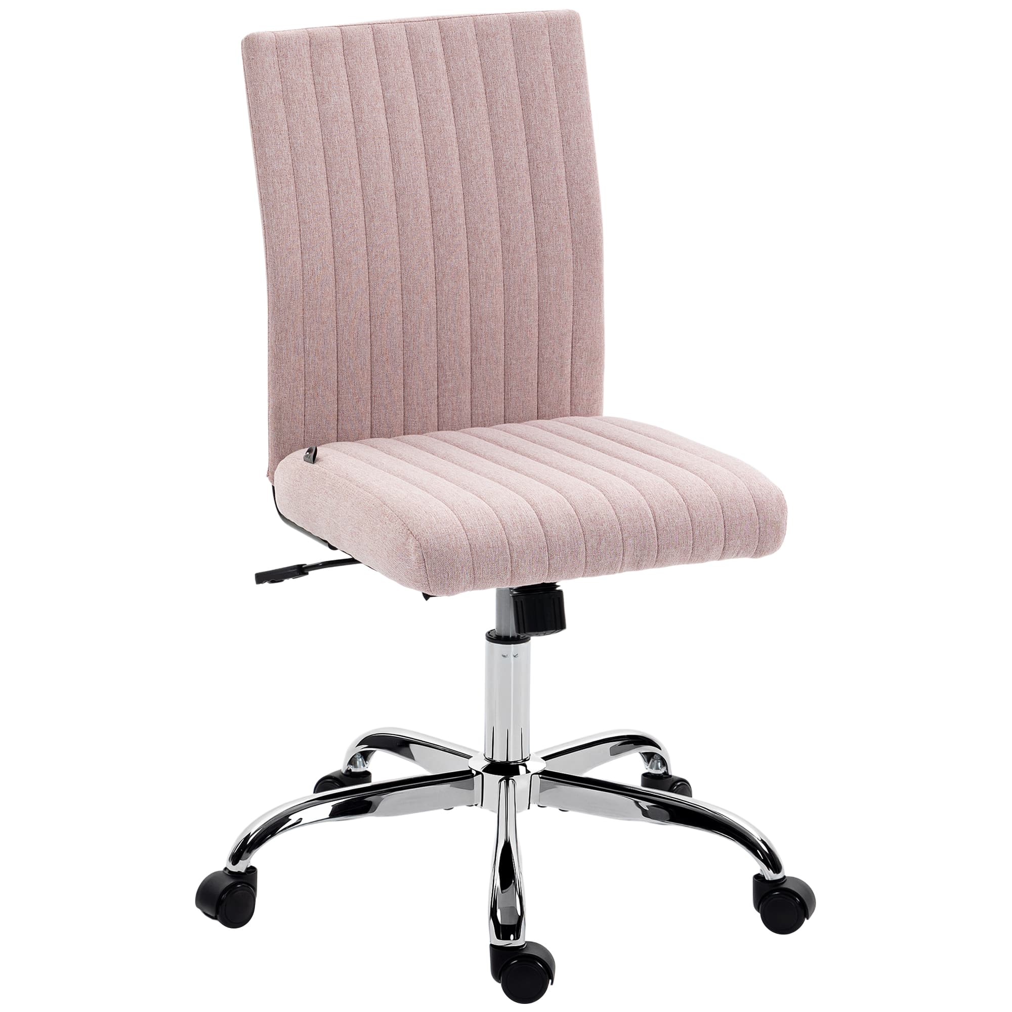 HOMCOM Chaise de bureau sans accoudoirs, fauteuil de bureau, hauteur réglable et pivotant 360°, 43 x 56 x 89-99 cm, rose