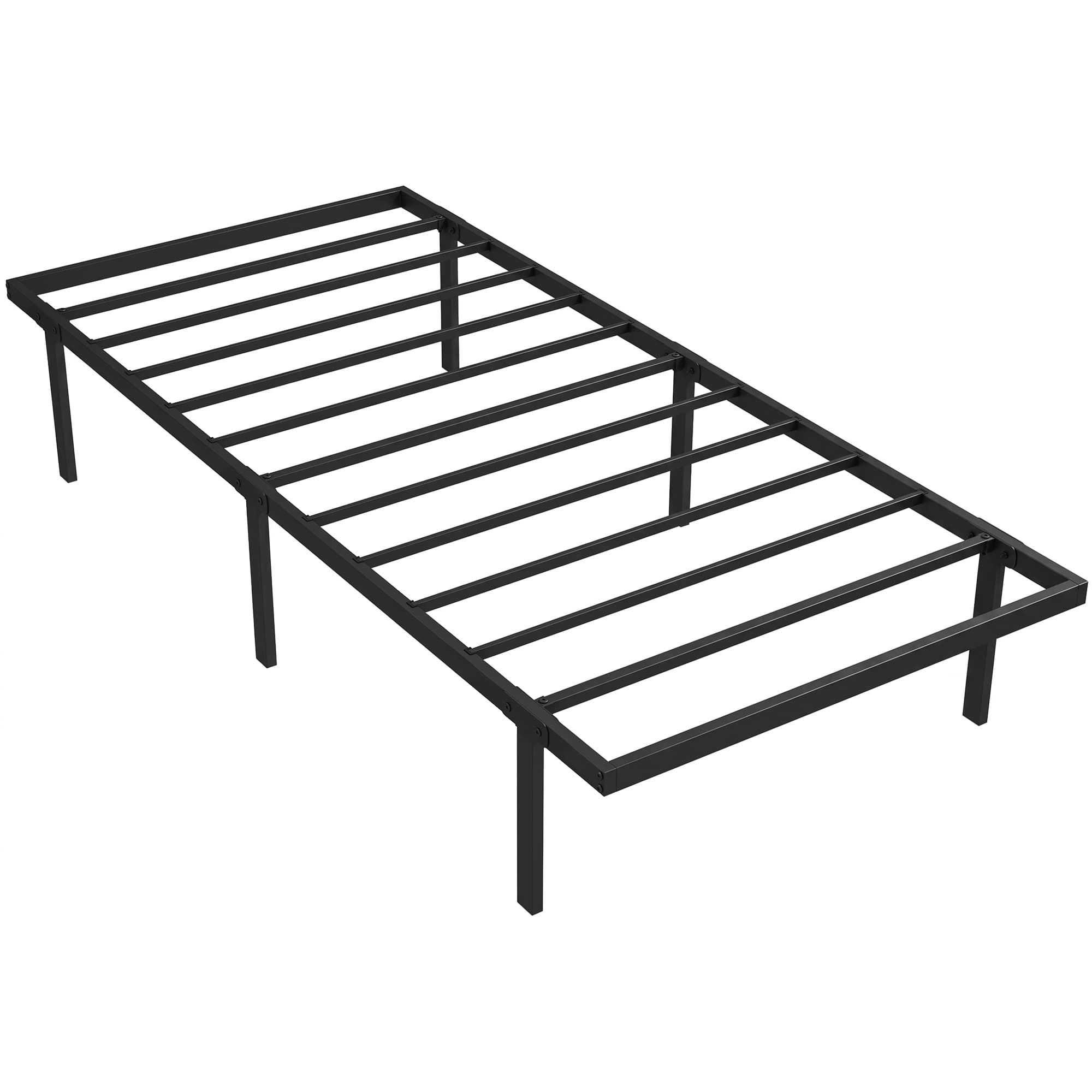 HOMCOM Cadre de lit 90 x 200 cm avec sommier en métal, lit simple avec rangement au-dessous, sans bruit, montage facile, noir