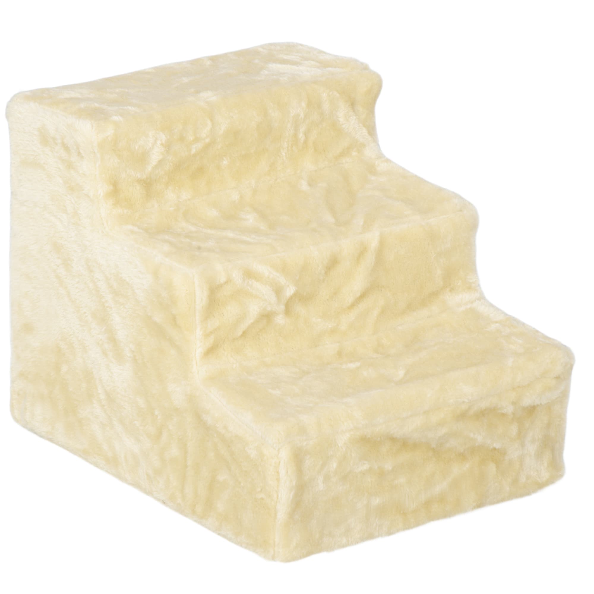 PawHut Escalier pour Chien à 3 Marches, Escalier pour Chat, Échelle Antidérapante pour Animaux, 46 x 35 x 35 cm, Beige
