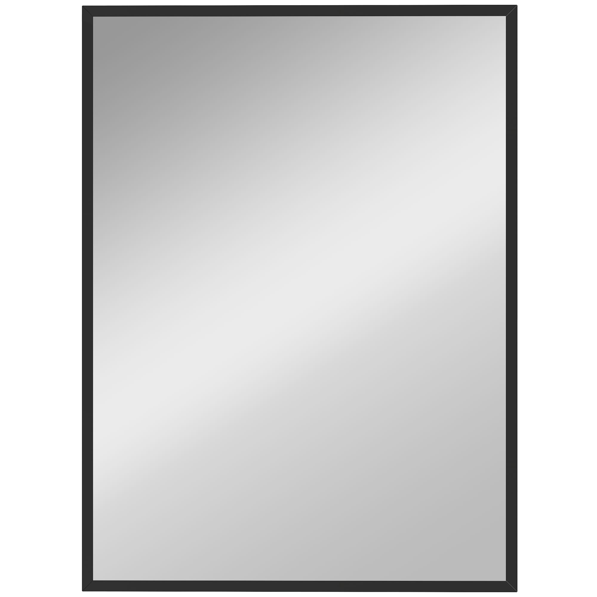 HOMCOM Miroir mural rectangulaire 76 x 101 cm, cadre en bois noir, idéal pour la salle de bain, salon ou chambre
