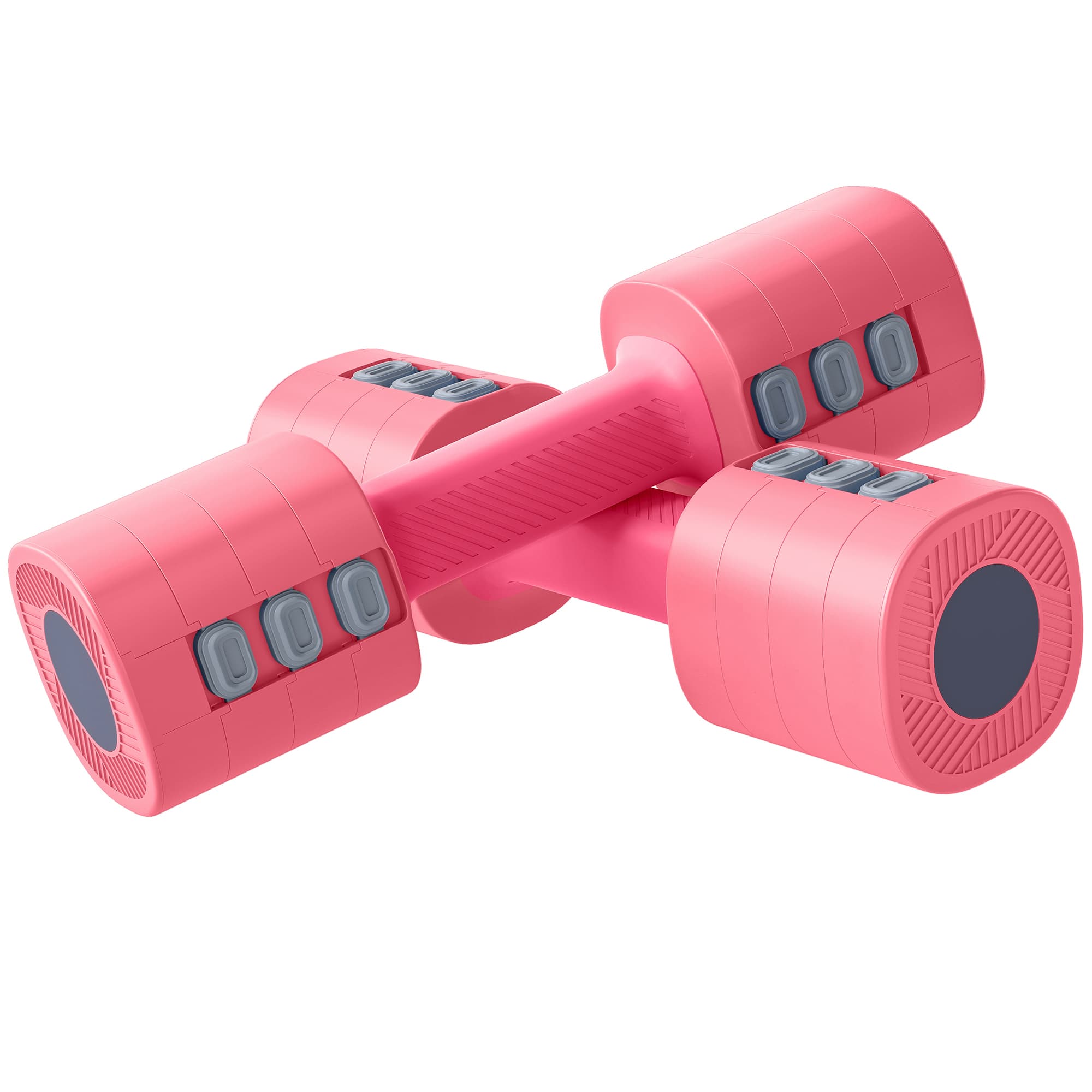 SPORTNOW Haltères Réglables 5 kg 4 en 1, Paires d'Haltères 1kg/1,5kg/2kg/2,5kg avec Poignée Antidérapante, Rose Cerise