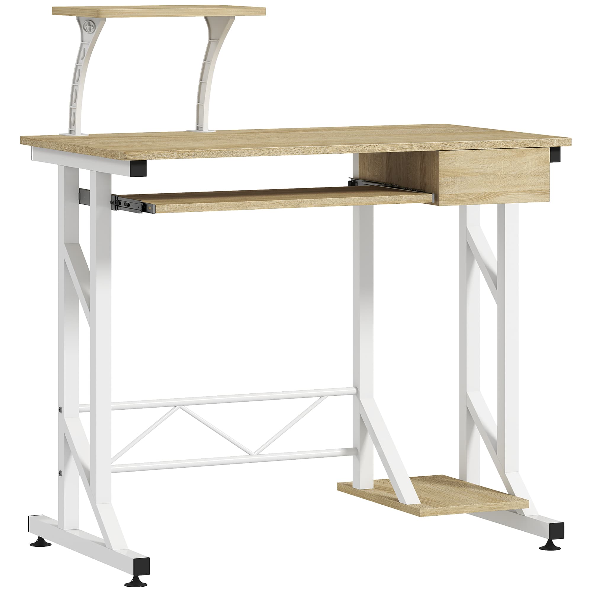 HOMCOM Bureau d'étude avec plateau pour clavier et tiroir - Bureau pour bureau 90x50x100 cm Chêne