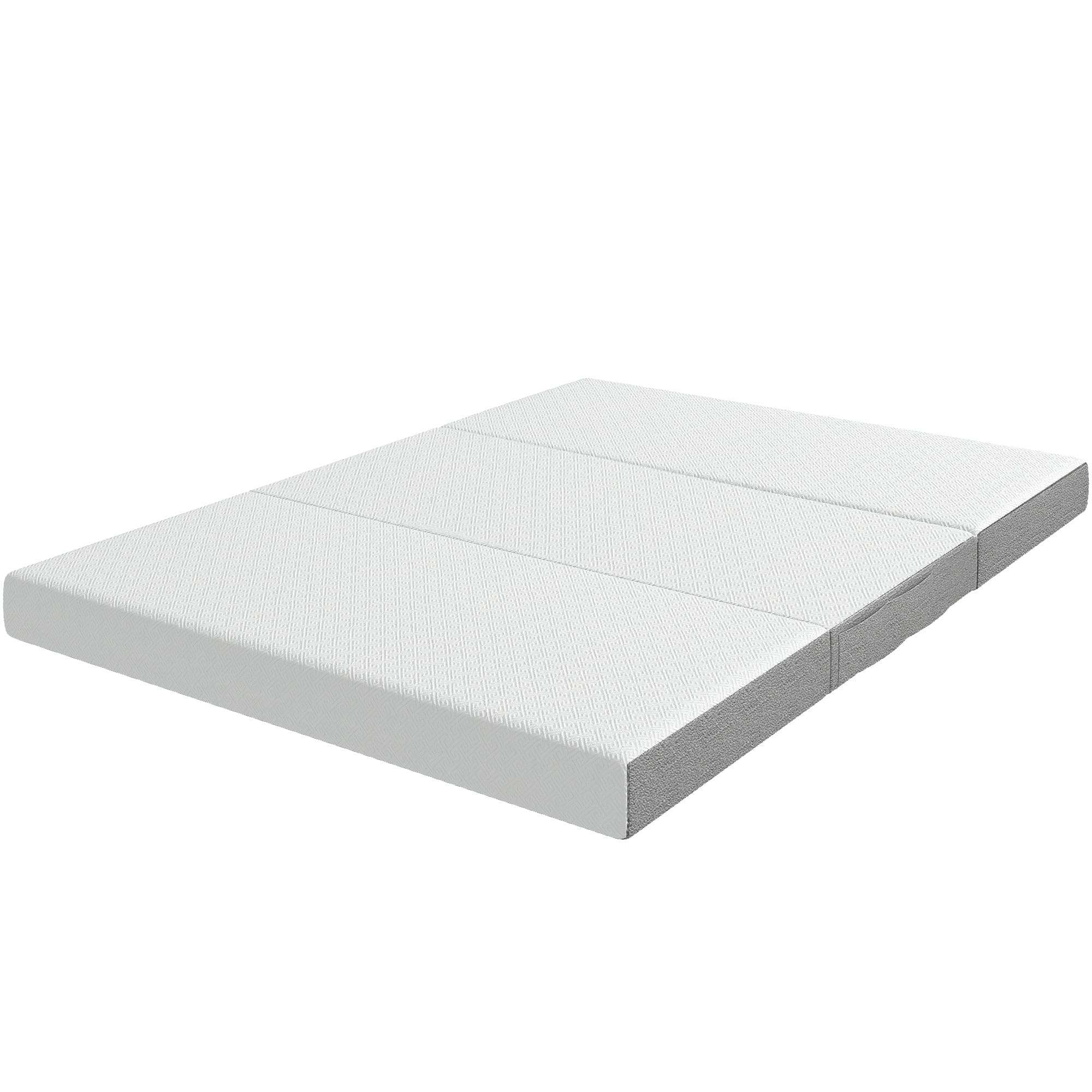 HOMCOM Matelas Pliant en 3 Parties, 140x190x15cm, Matelas d'Appoint en Mousse à Mémoire de Forme au Gel, Blanc