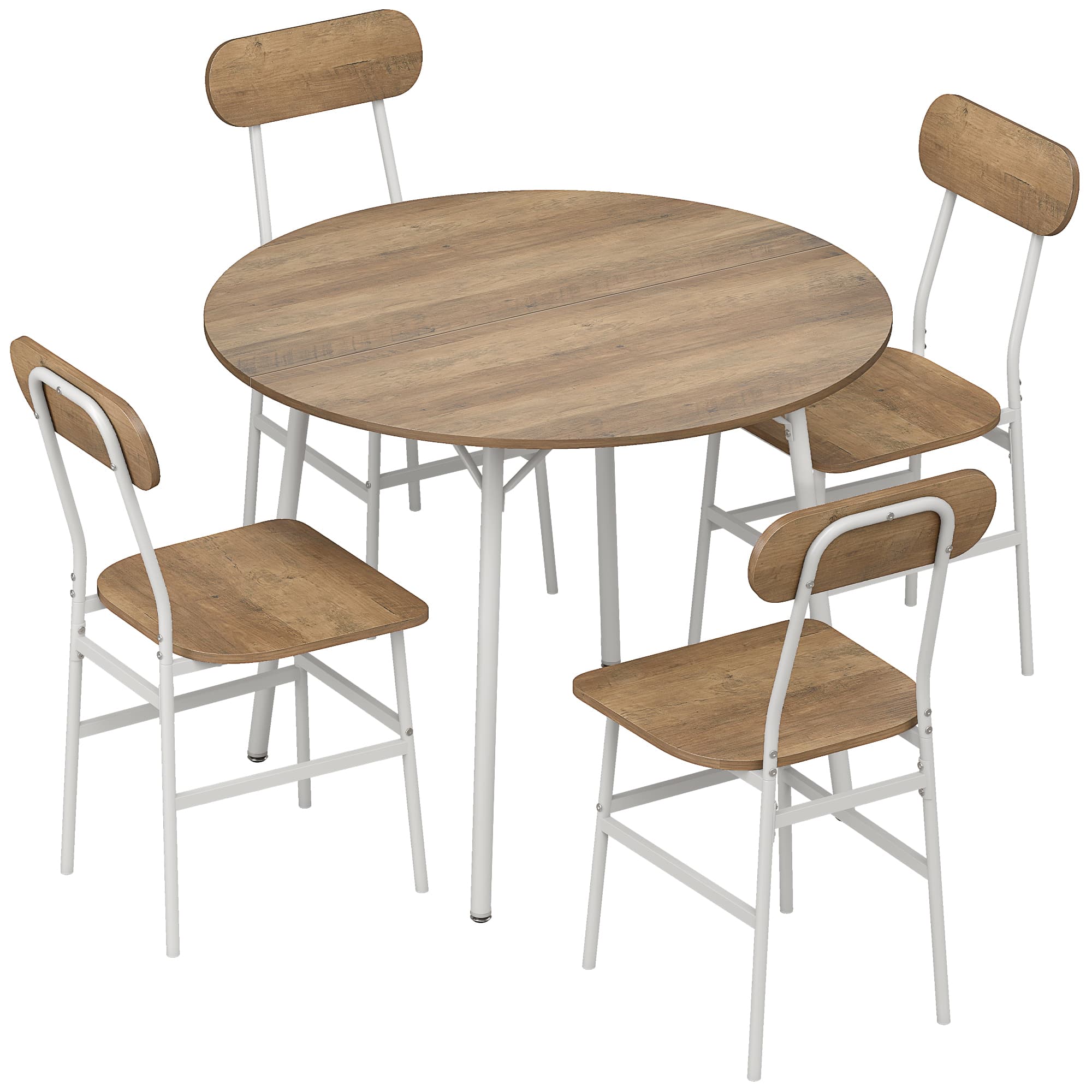 HOMCOM Ensemble table salle à manger avec 4 chaises, table de cuisine avec chaises pour 4 personnes, cadre en métal, naturel