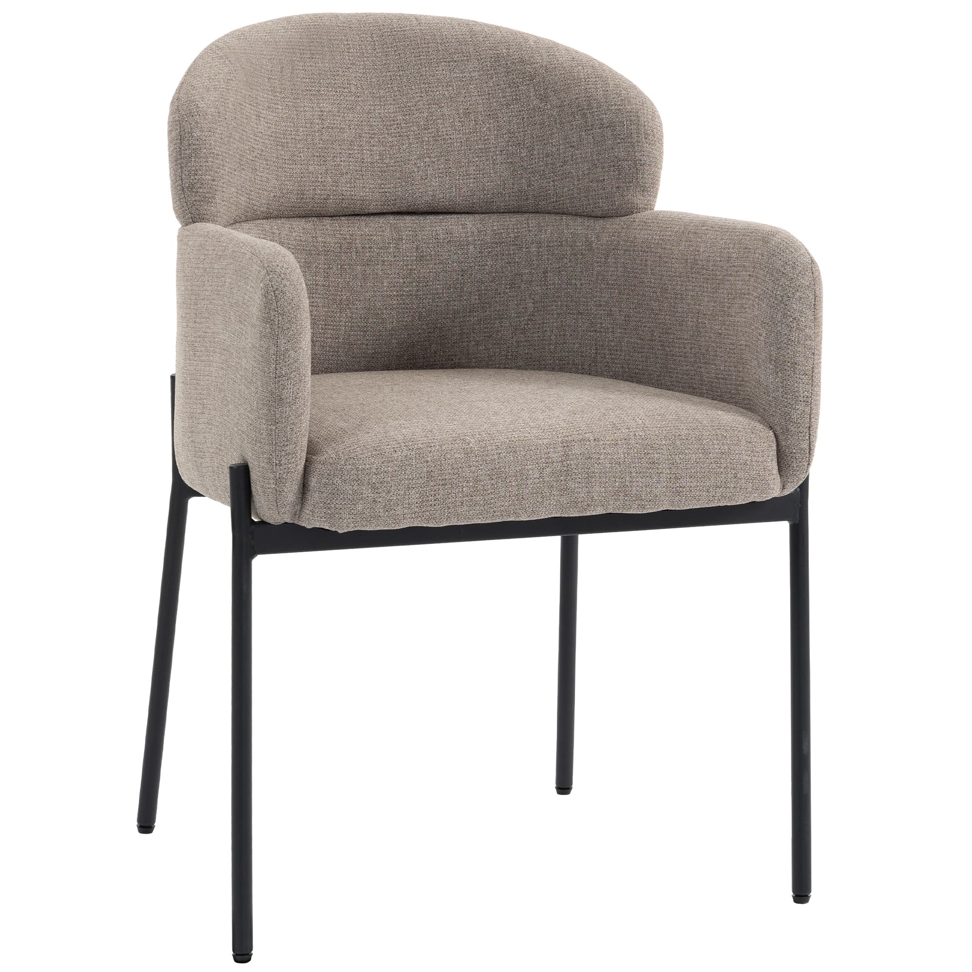HOMCOM Fauteuil Salon, Fauteuil d'Appoint Rembourré en Chenille avec Dossier Courbé et Accoudoirs, Pieds en Métal, Marron Clair